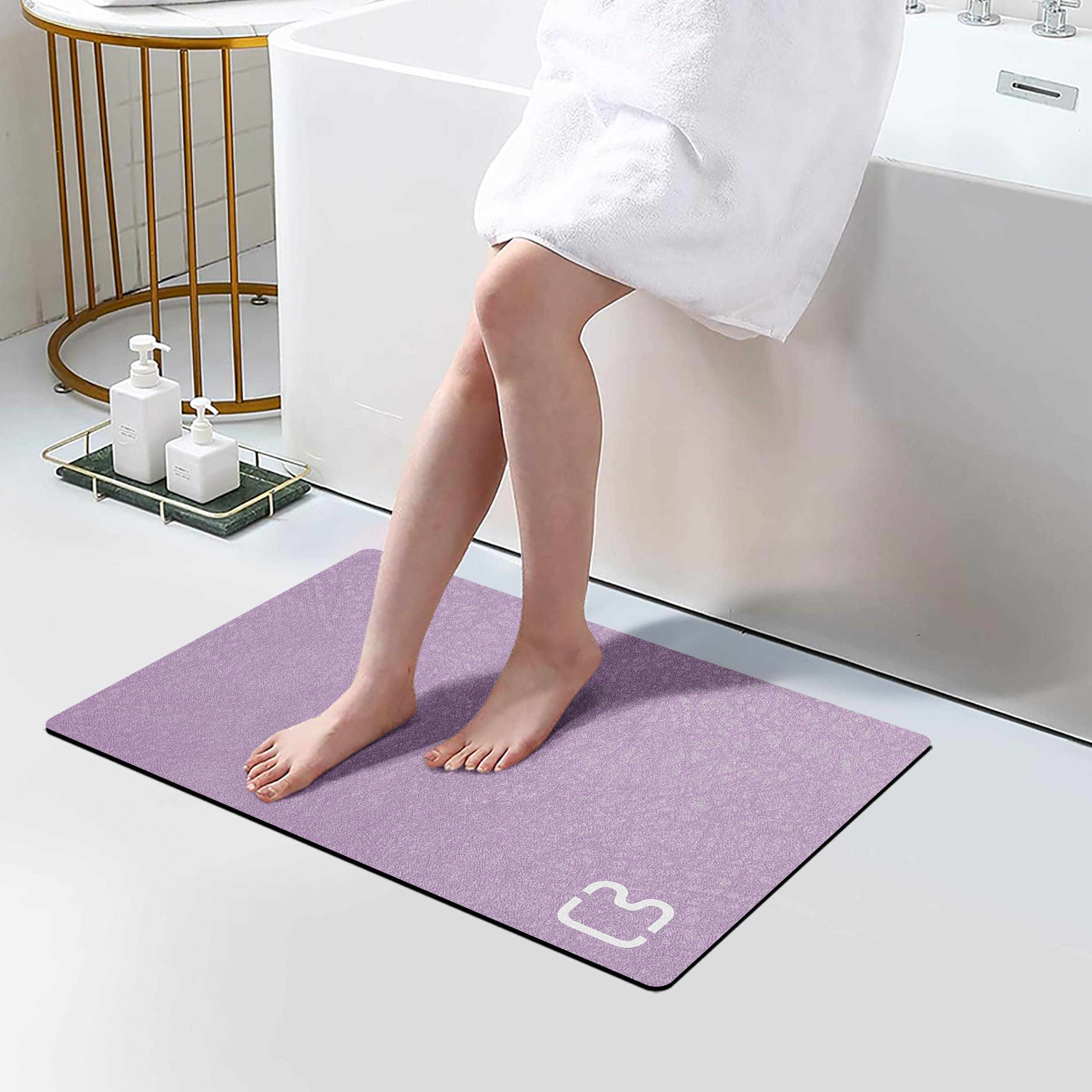 Diatomaceous Earth Bath Mat Rugs Quick Dry Super Absorbent Non Slip Rubber Bottomthin Bathroom Mat Fit Under Door, Floor Rugs In