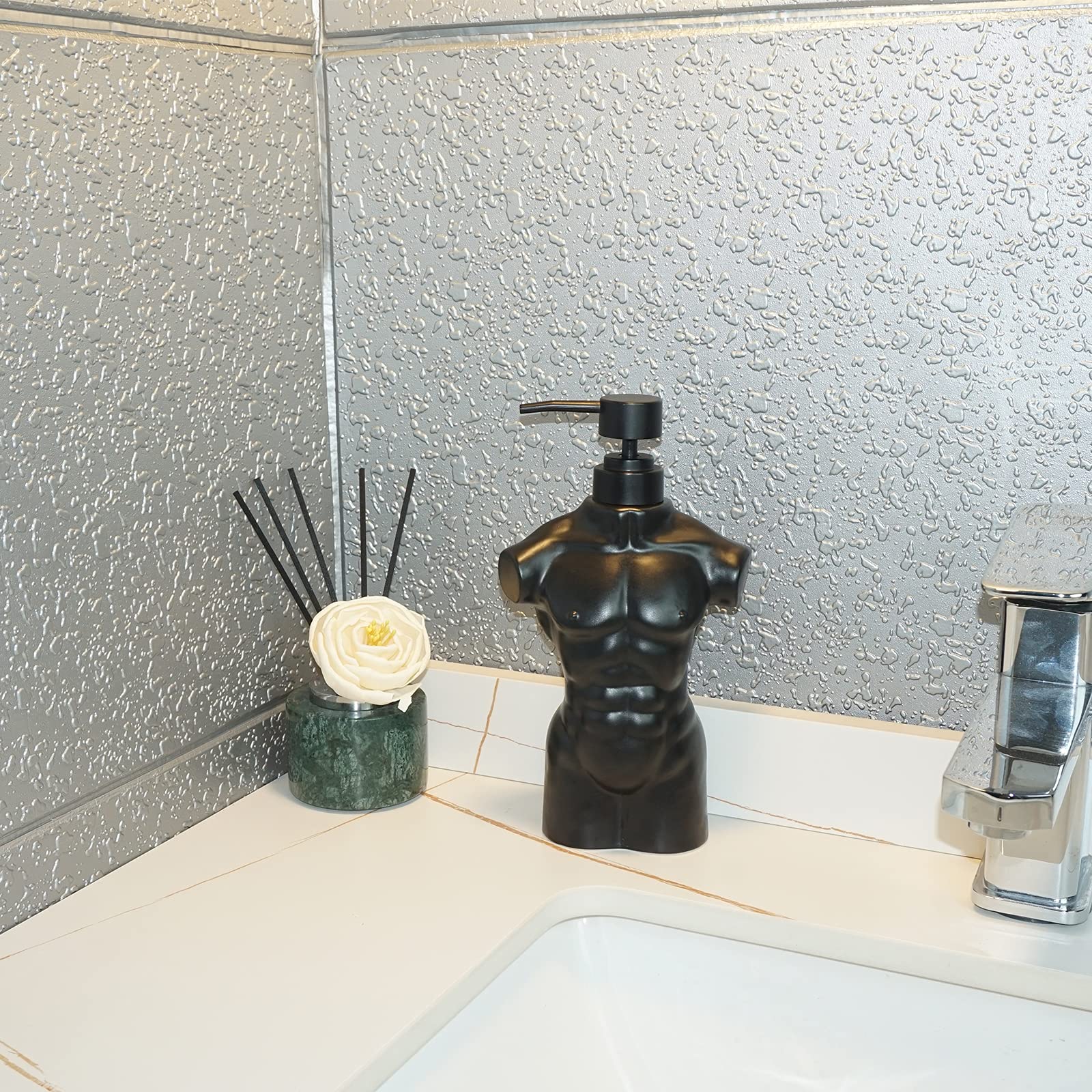 Ceramic Boy Soap Dispenser,Lotion And Soap Dispenser Set Refillable Liquid Hand Soap Dispenser For Bathroom, Premium Kitchen Soa