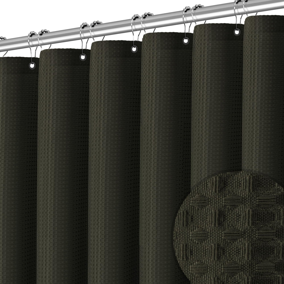 Pangsinne 60 Inch Stall Shower Curtain Brown - 256Gsm Waffle Weave Heavy Duty Thick Fabric Shower Curtains For Bathroom, Hotel Q