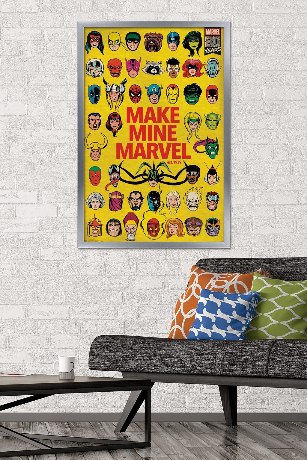 Trends International Marvel Comics - Marvel 80Th Anniversary - Group Wall Poster, 22.375'' X 34'', Silver Framed Version