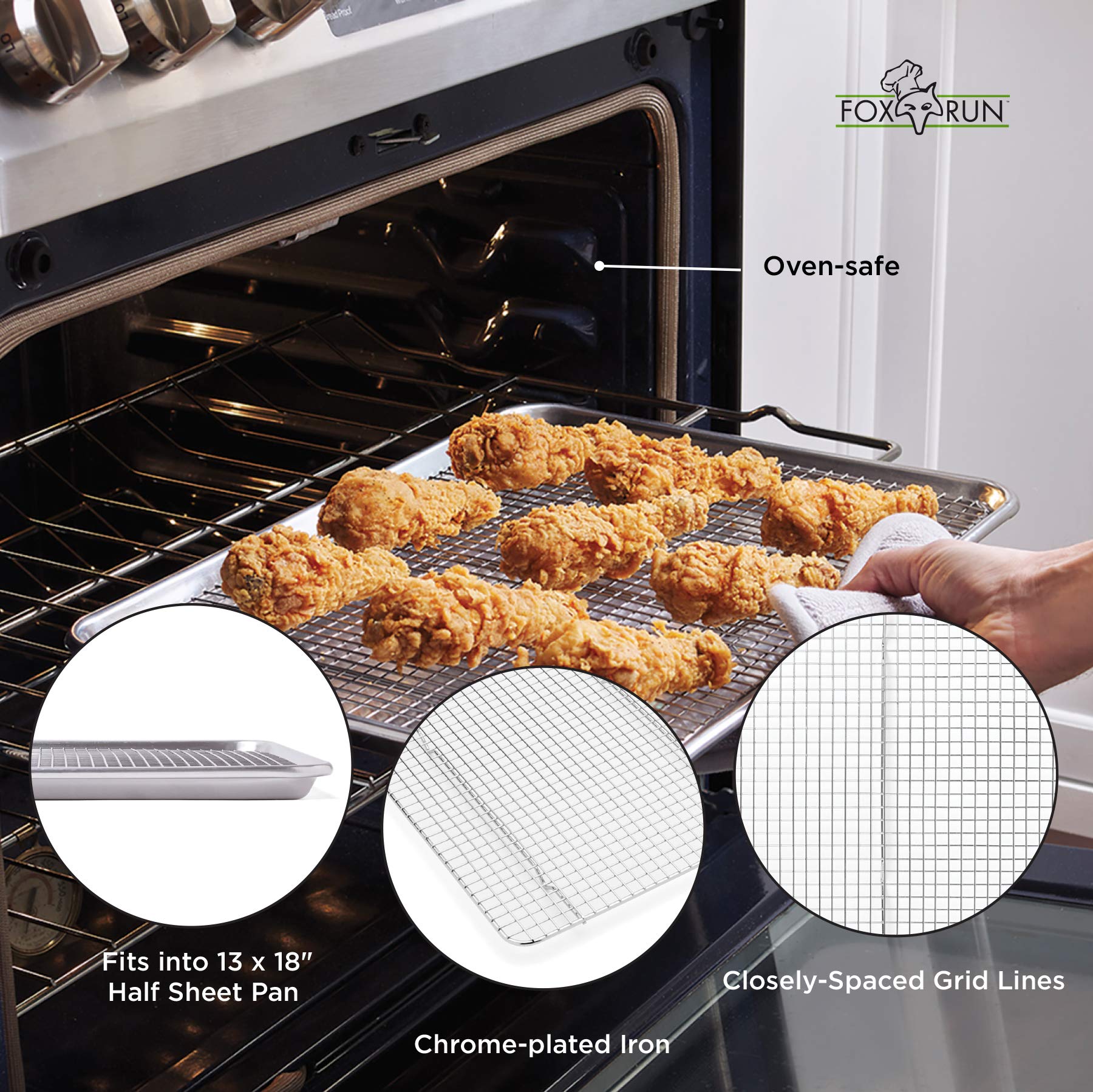 Fox Run Stainless Steel Cooling Rack, 12 X 17 X 1 Inches, Metallic