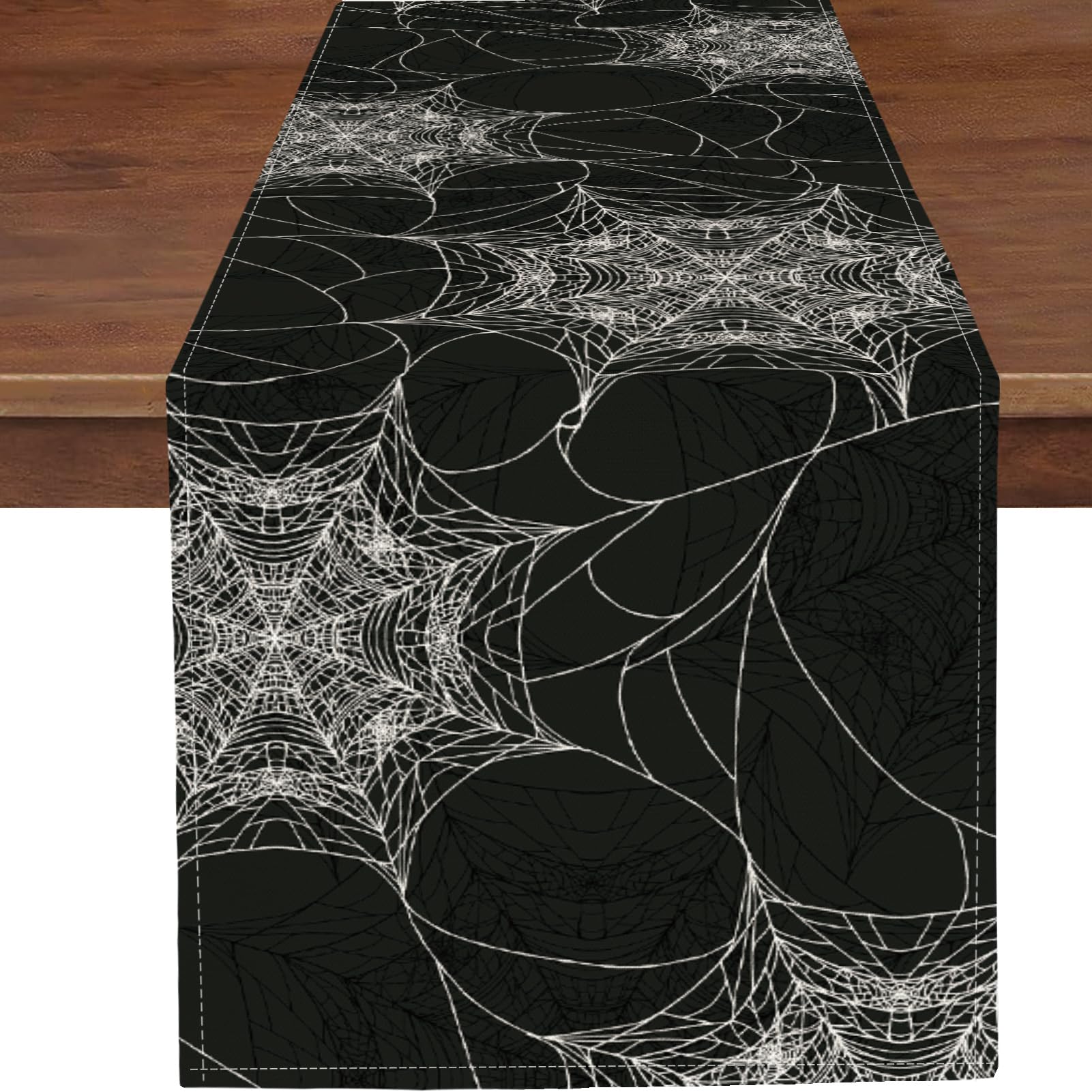 Procida Halloween Spider Web Table Runner Fall Grey Burlap Table Runners Autumn Rustic Kitchen Dinning Decor For Holiday Home Pa