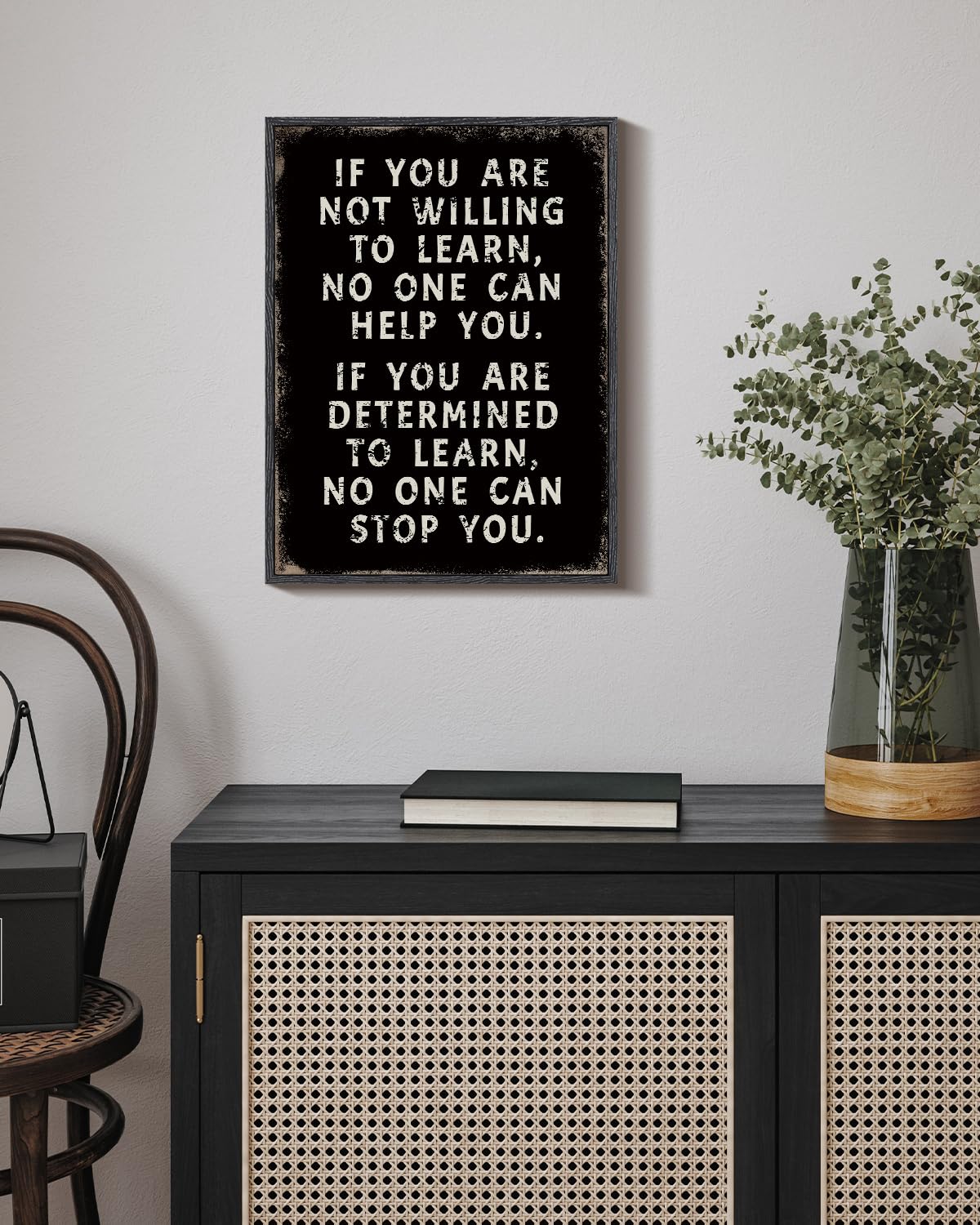 Arpeotcy Black Framed Canvas Wall Art Office Classroom Motivational Decor, Positive Quotes Pictures Wall Decor, Inspirational Gi