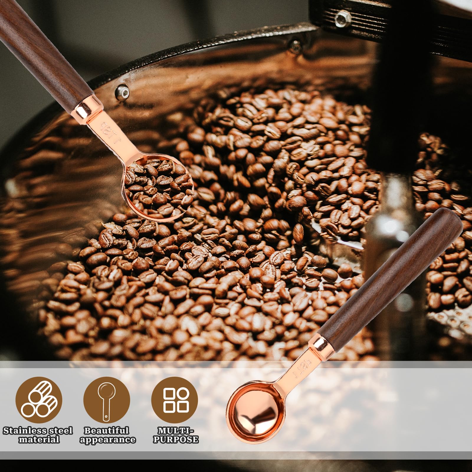 Coffee Scoop For Ground Coffee 1 Tsp 1/3 Tbsp 5 Ml Wood Long Handle Coffee Bean Scoop Tea Scoop Measuring Spoon,1 Tsp,6.5 Inch