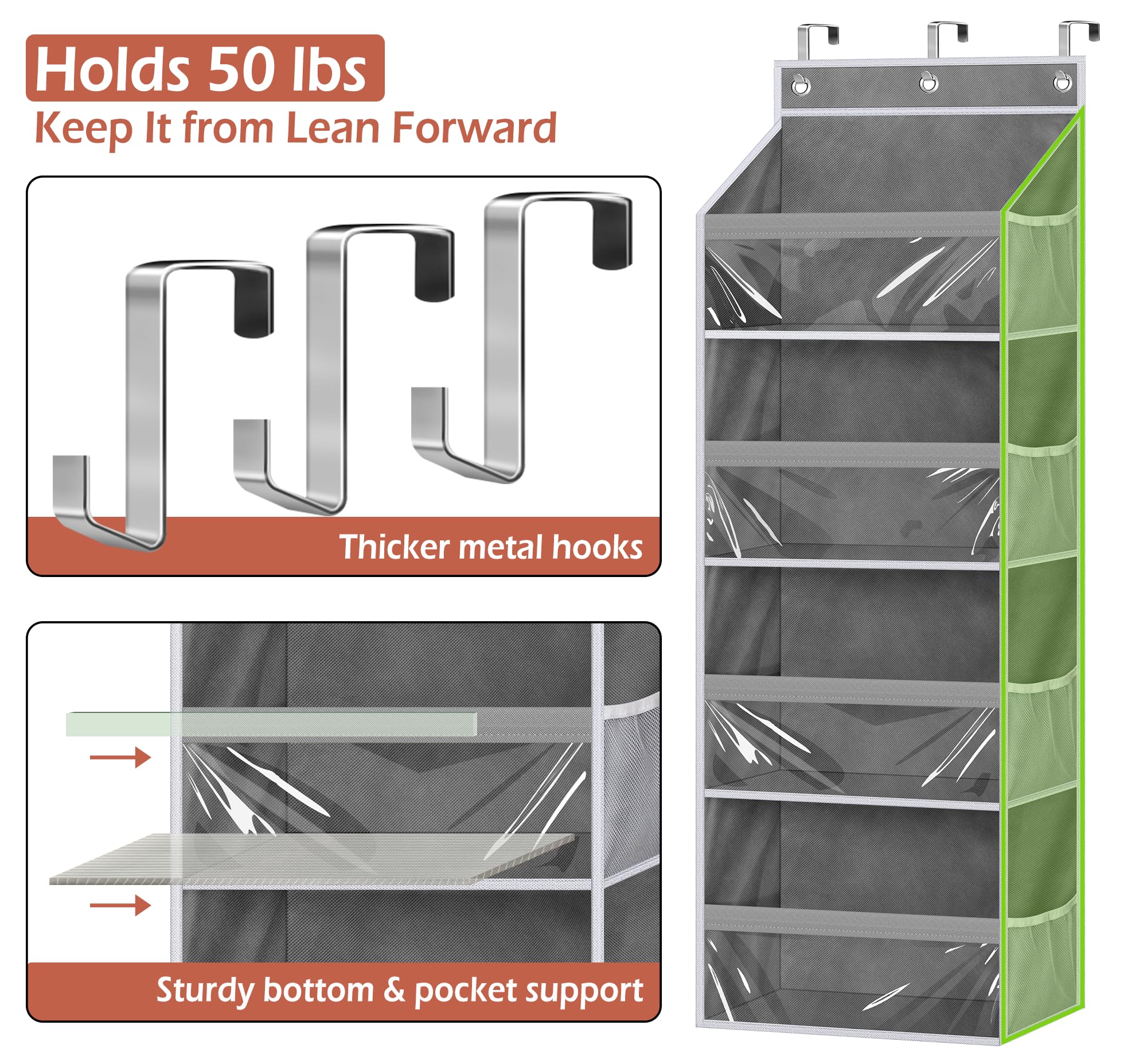 Misslo Over The Door Storage Organizer With 4 Large Pockets 8 Side Pockets Baby Hanging Closet Door Organizer Heavy Duty Over Th