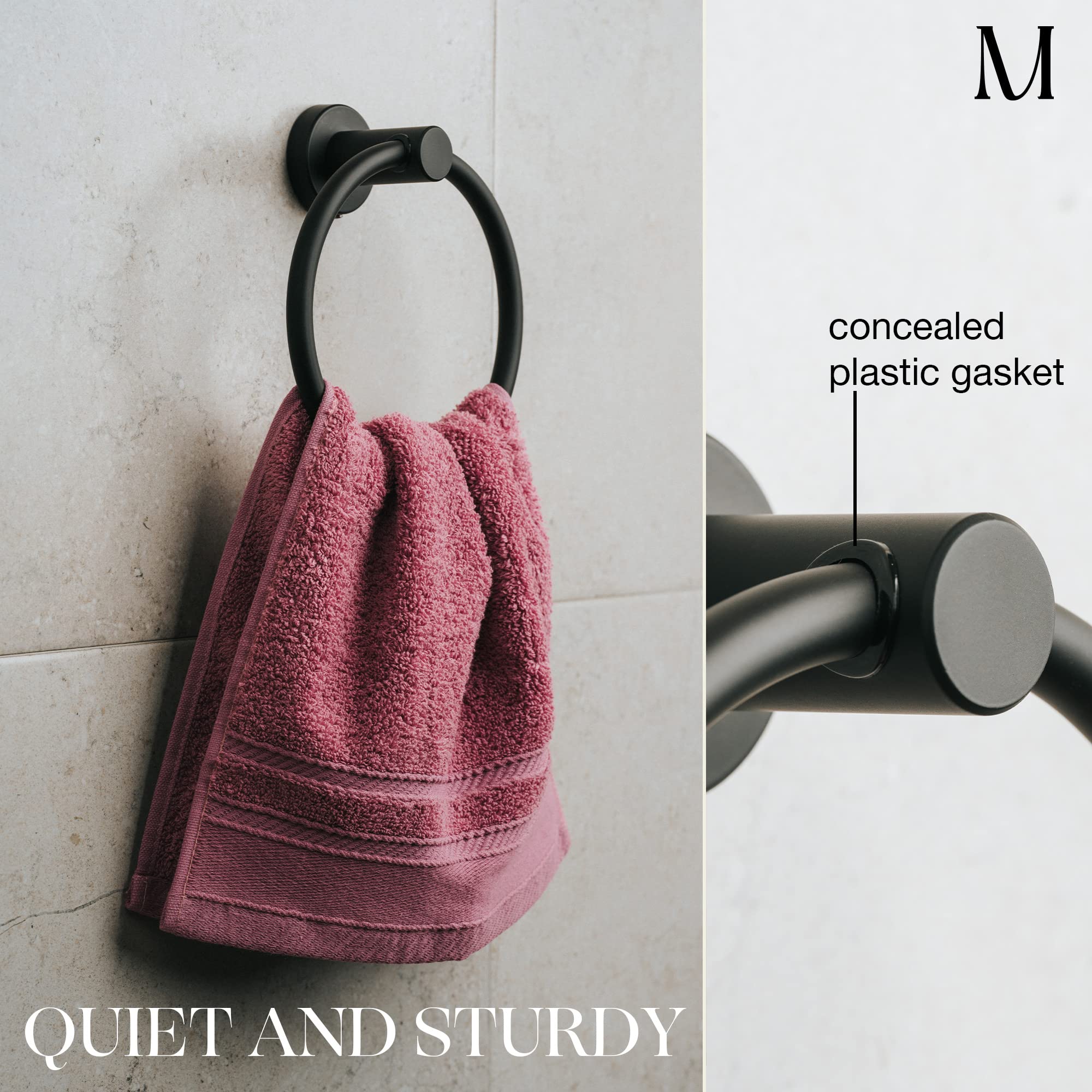 Marmolux Acc 2 PCS Matte Black Bathroom Hardware Set - Hand Towel Holder for Bathroom Wall + Black Toilet Paper Holder Wall Mount  Towel Holder Hanger Rack Stainless Steel Bathroom Set