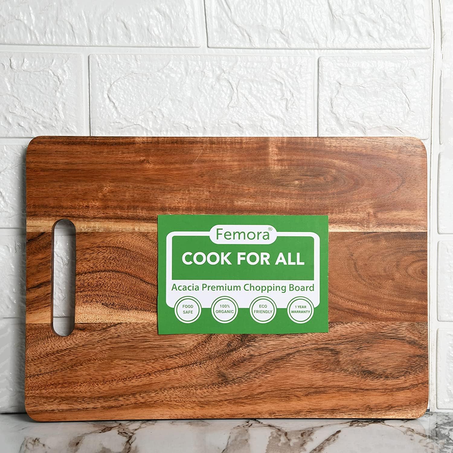 Femora Wooden Cutting Board For Kitchen | 1 Year Warranty | Chopping Board Kitchen Vegetables, Fruits & Cheese, EcoFriendly, An