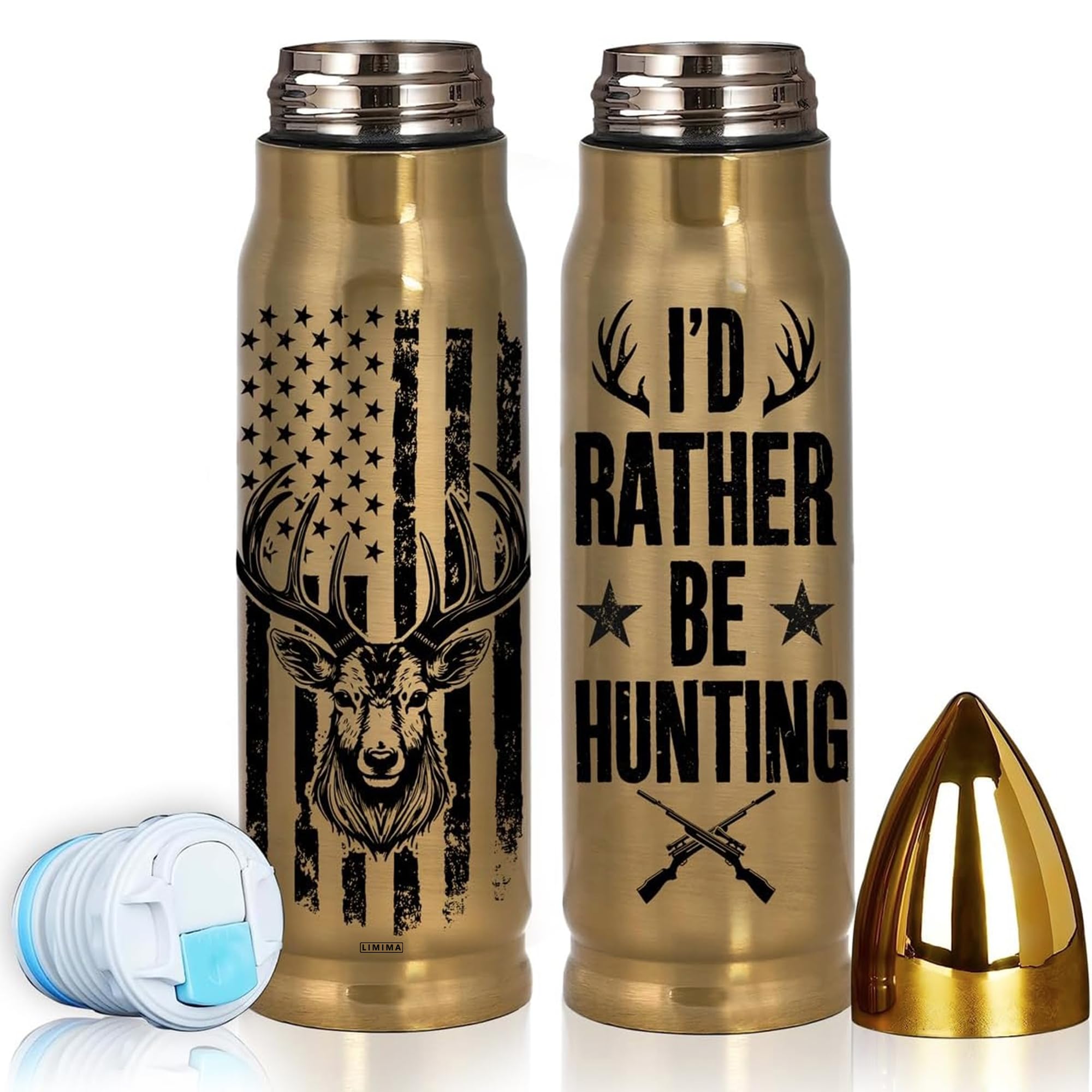 Limima Hunting Gifts for Men - Funny 17oz Tumbler with Lid, Id Rather Be Hunting Design, Unique Christmas, Xmas and Birthday Gi