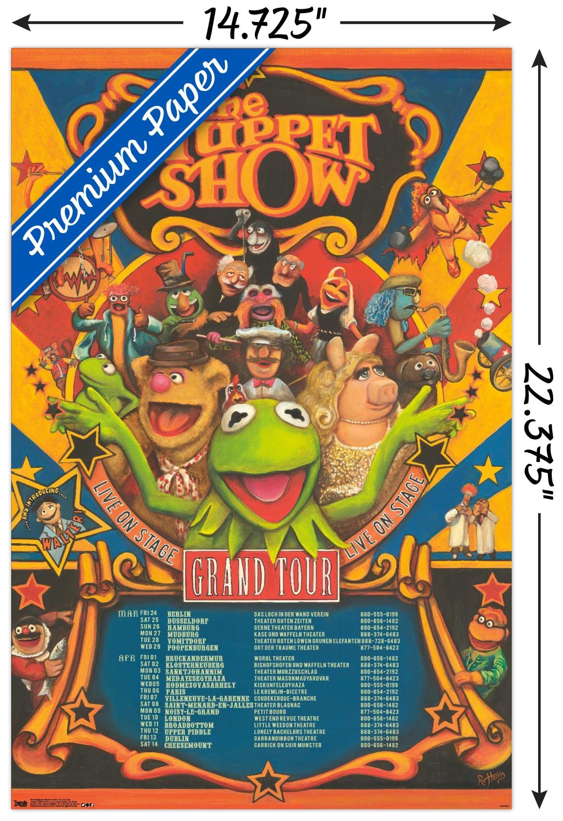 Trends International Disney The Muppets: Most Wanted - Grand Tour Wall Poster, 14.725'' X 22.375'', Premium Unframed Version