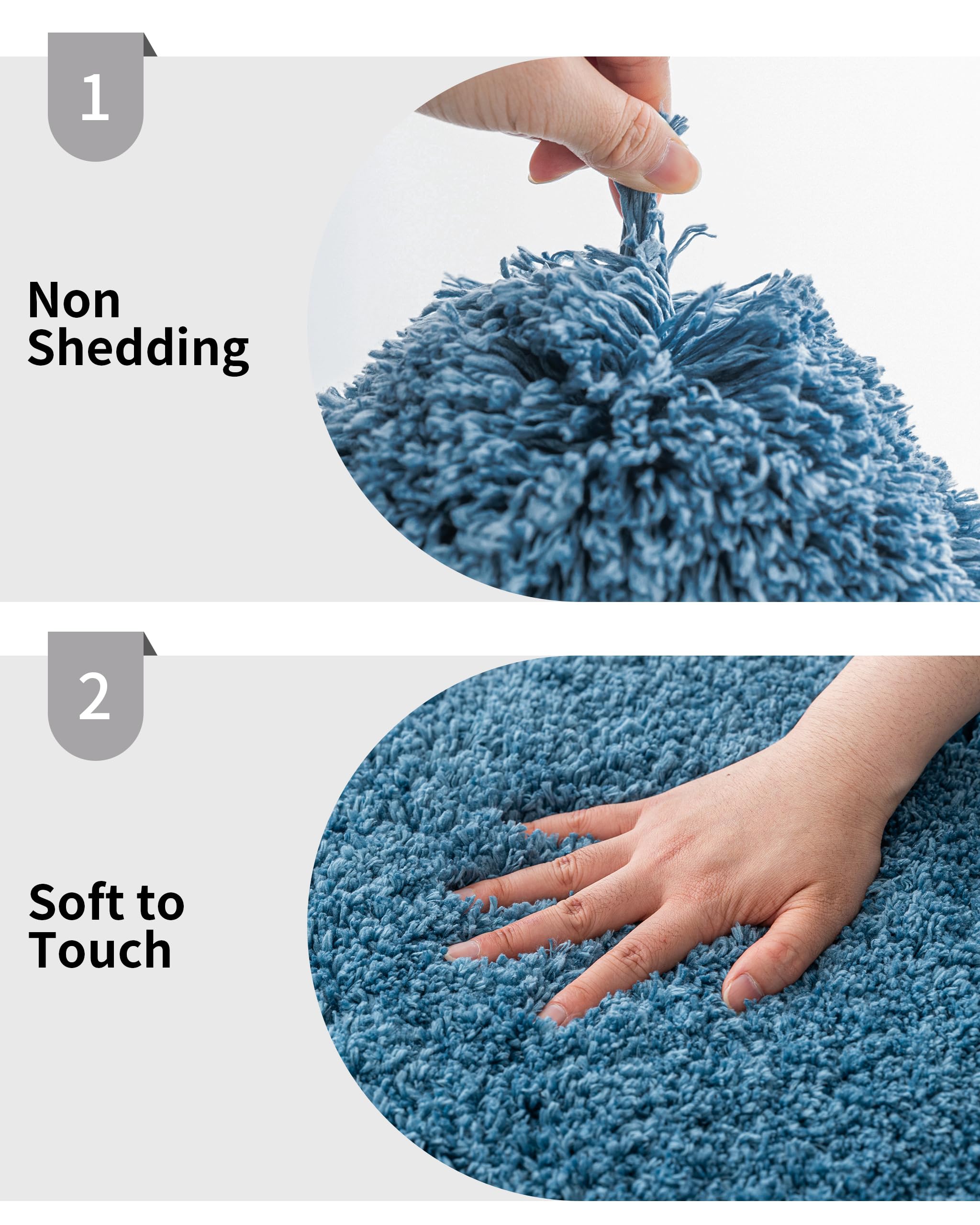 Disolla Small Bathroom Rug 17X24 Non Slip Blue Fluffy Bath Mat For Bathroom Floor Washable Plush Luxury Bath Rug For Tub Soft Sh