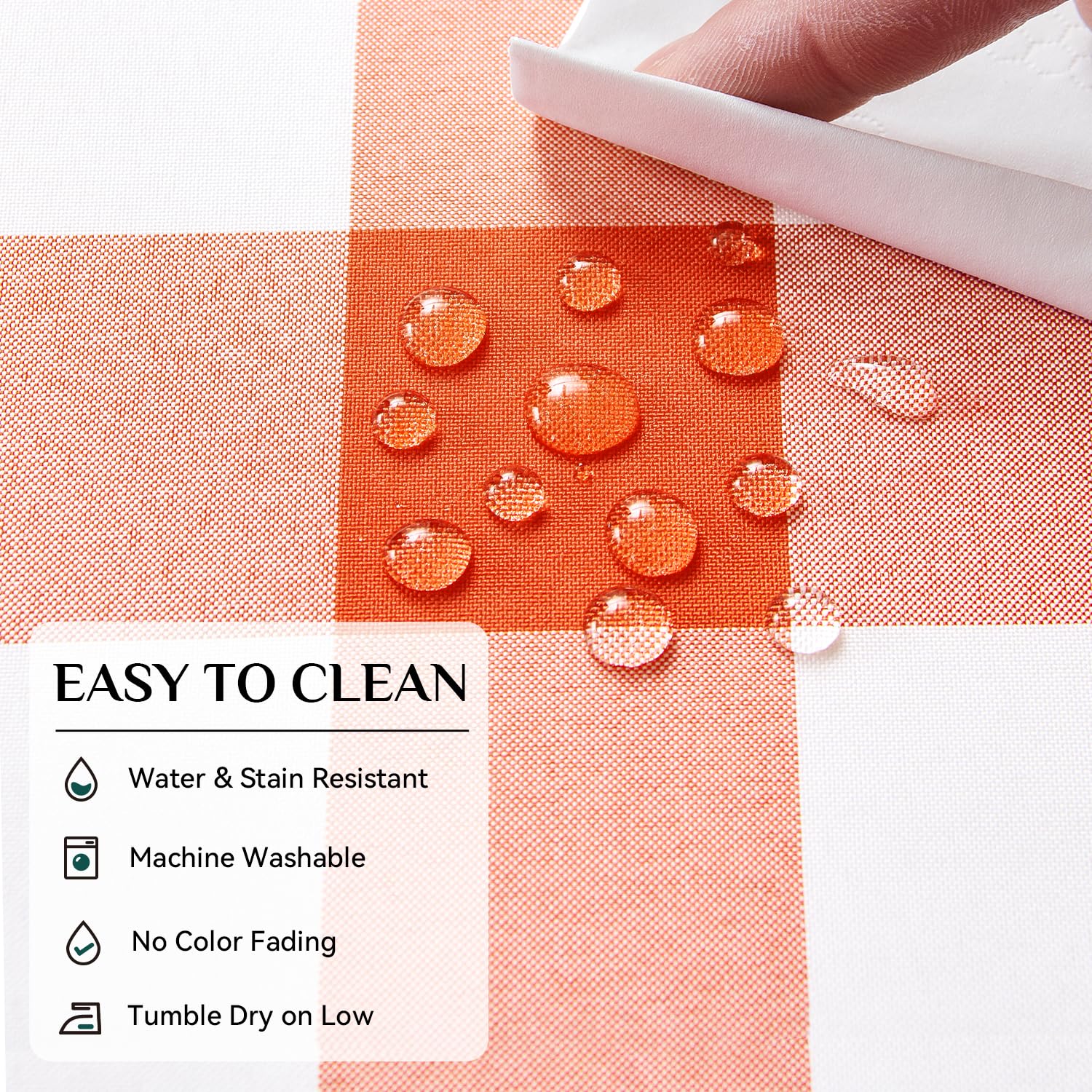 Softalker Halloween Checkered Rectangle Tablecloth - Waterproof Buffalo Plaid Table Cloth Stain Resistant Washable Polyester Table Cover for Holiday/Dining/Party - Orange and White  54 x 108 Inch
