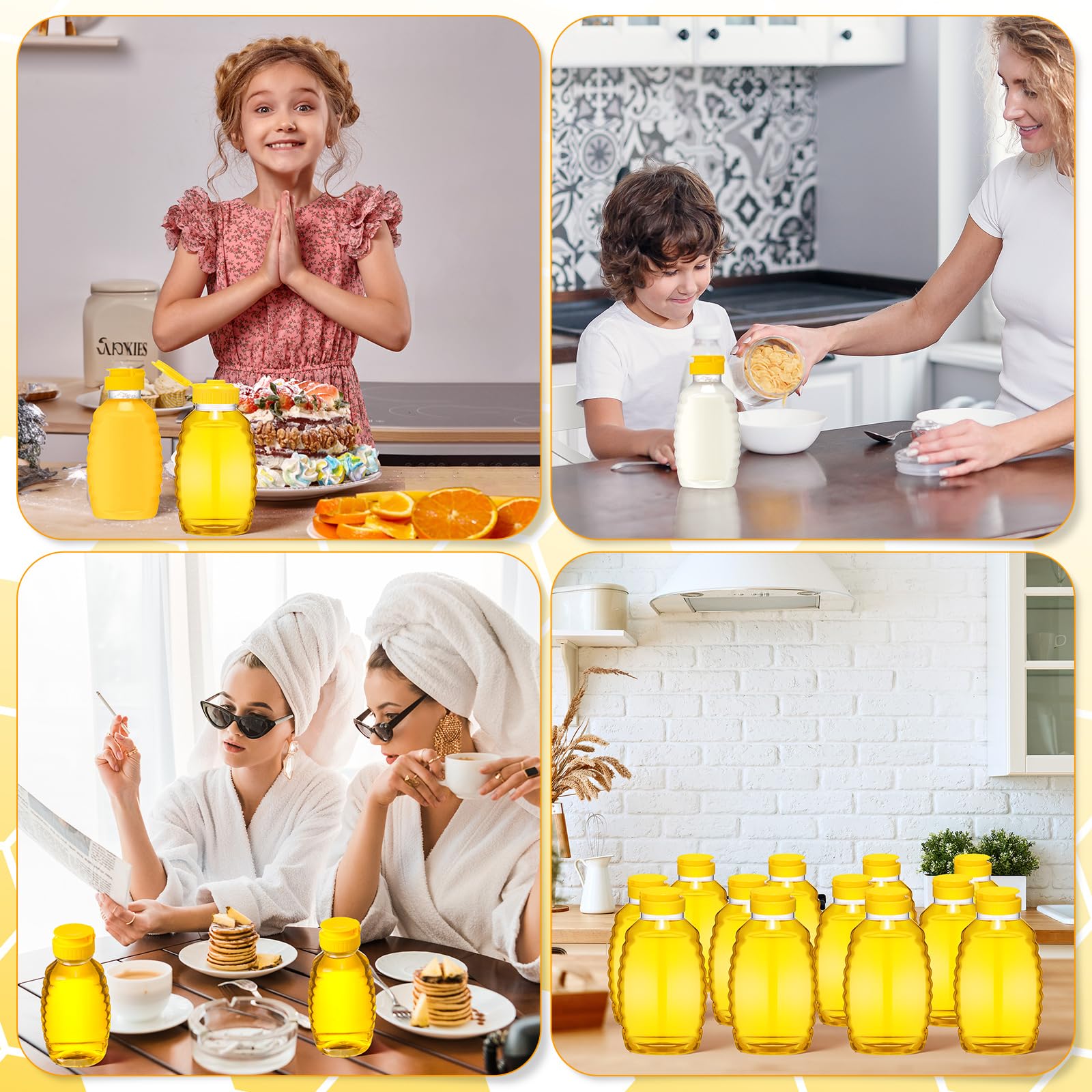 Tioncy 120 Pcs Clear Plastic Honey Bottles 16 Oz Honey Jars With Lids Honey Bottle Containers Empty Honey Bear Bottle Squeeze Ho