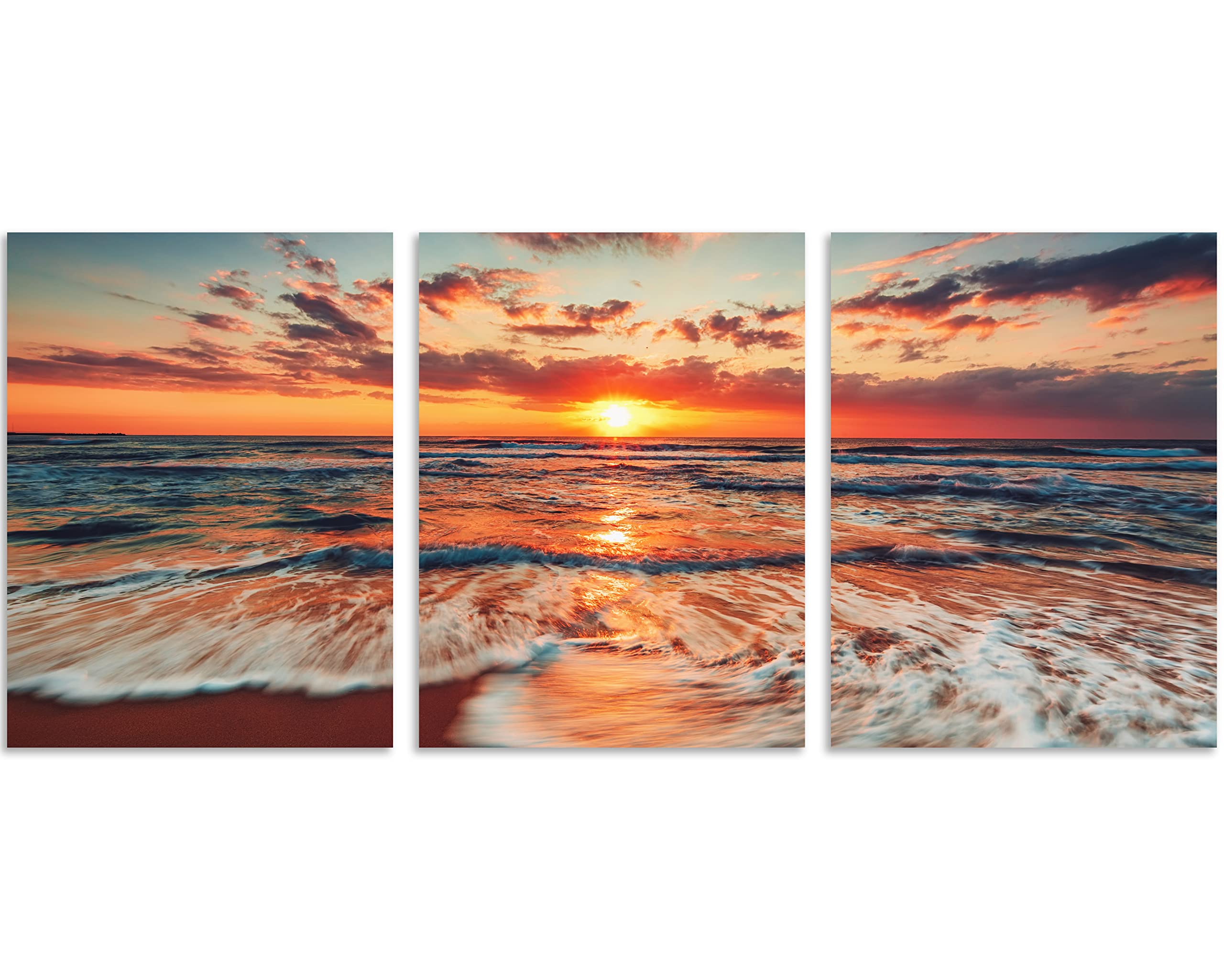Tutubeer 3 Pcs Picture Of The Beach Ocean Pictures Blue Sea Beach At Sunrise Picture Print On Canvas Beach Wall Decor Ocean Wall
