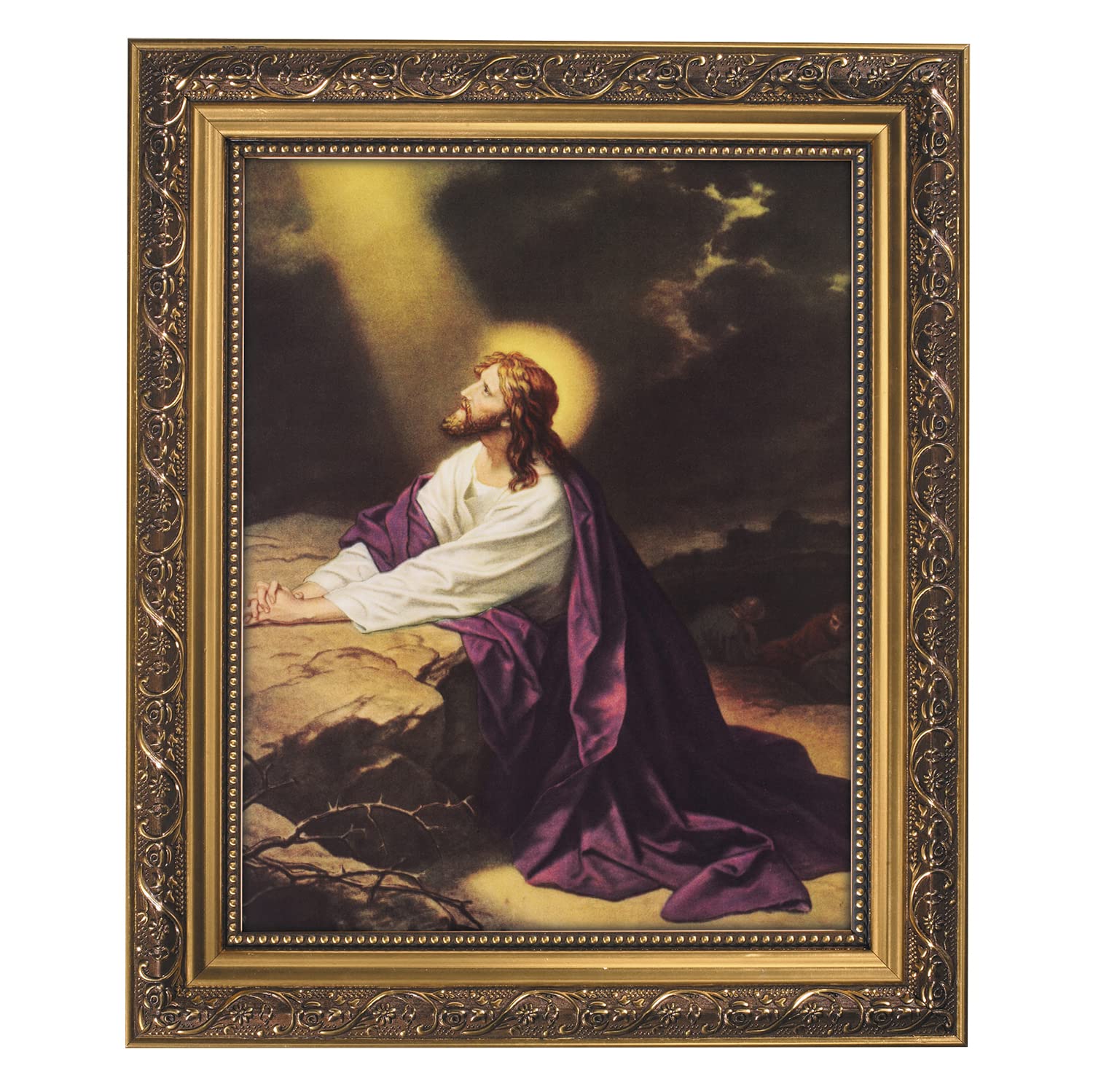 Christian Brand Inspirational Framed Print Agony In The Garden, 13-Inch, Gold