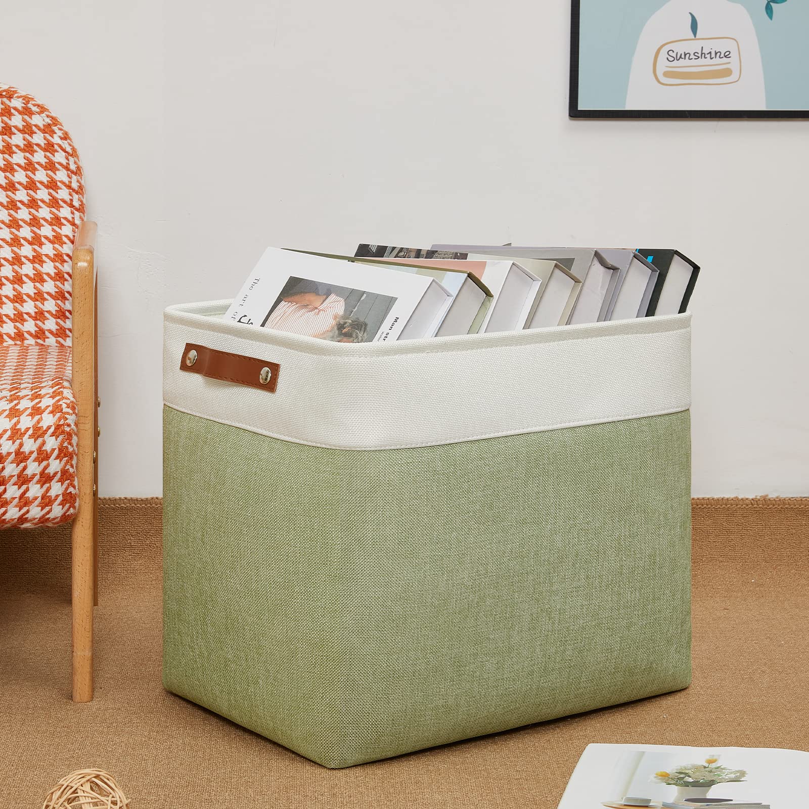 Dullemelo Large Storage Basket 17''X12''X15'', Fabric Storage Organizer Basket For Storage Clothes, Large Fabric Bin For Organiz