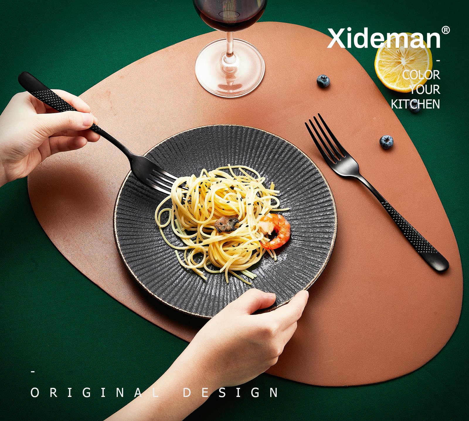 Xideman Black Dinner Forks, 6 Piece 18/10 Stainless Steel Forks, 7.95''Small Serving Forks