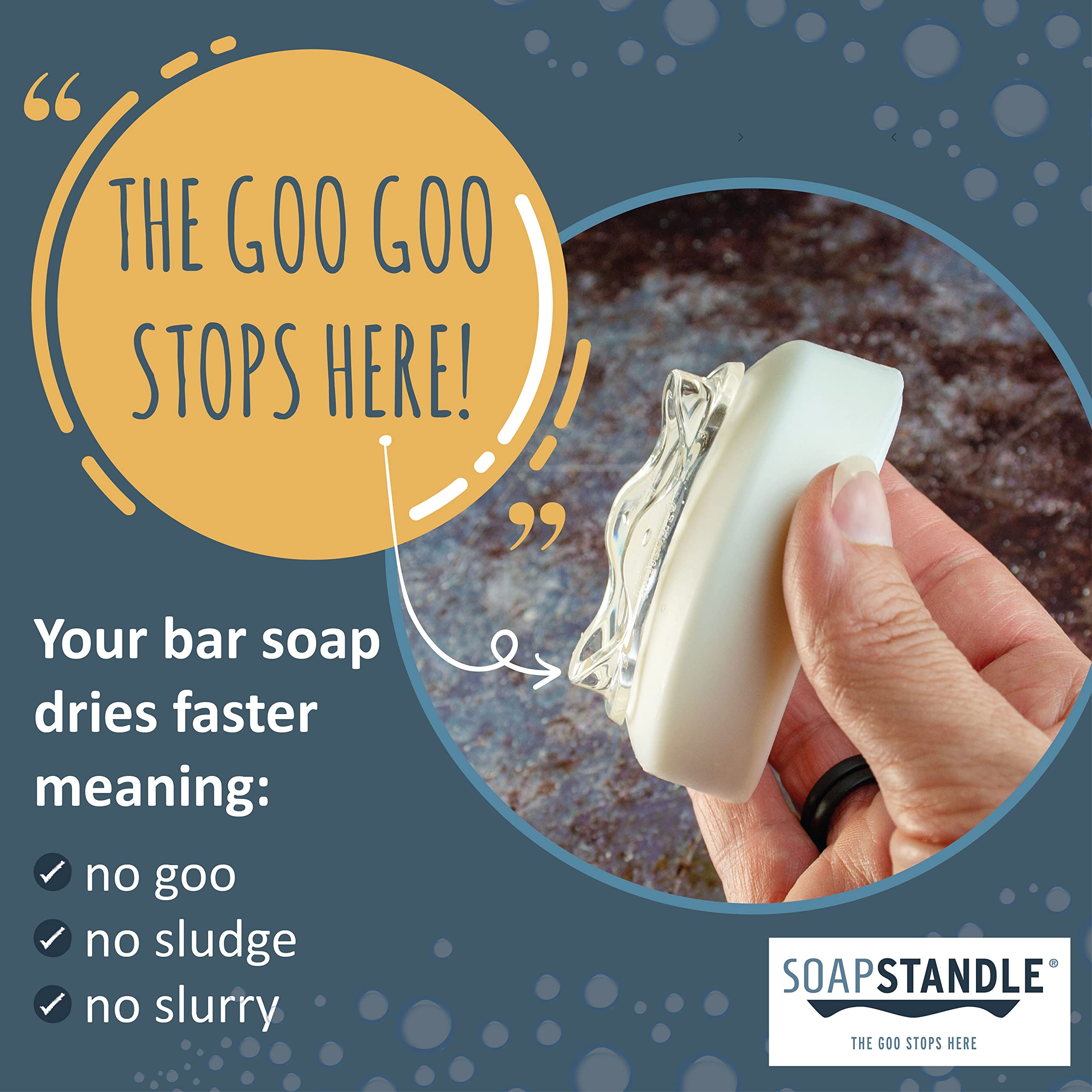 SoapStandle Curved Bar Soap Grip  No Goo or Mess Soap Holder for Bath and Showers  6 Pack  Clear