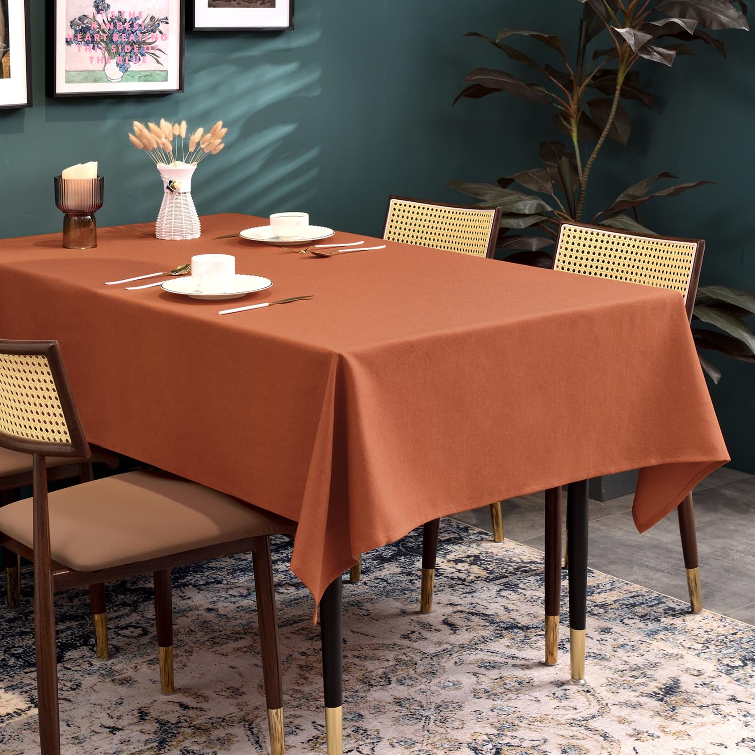 BALCONY & FALCON Rectangle Table Cloth - Waterproof, Wrinkle-Resistant & Dust-Proof Farmhouse Tablecloth for Dining, Kitchen, Pa