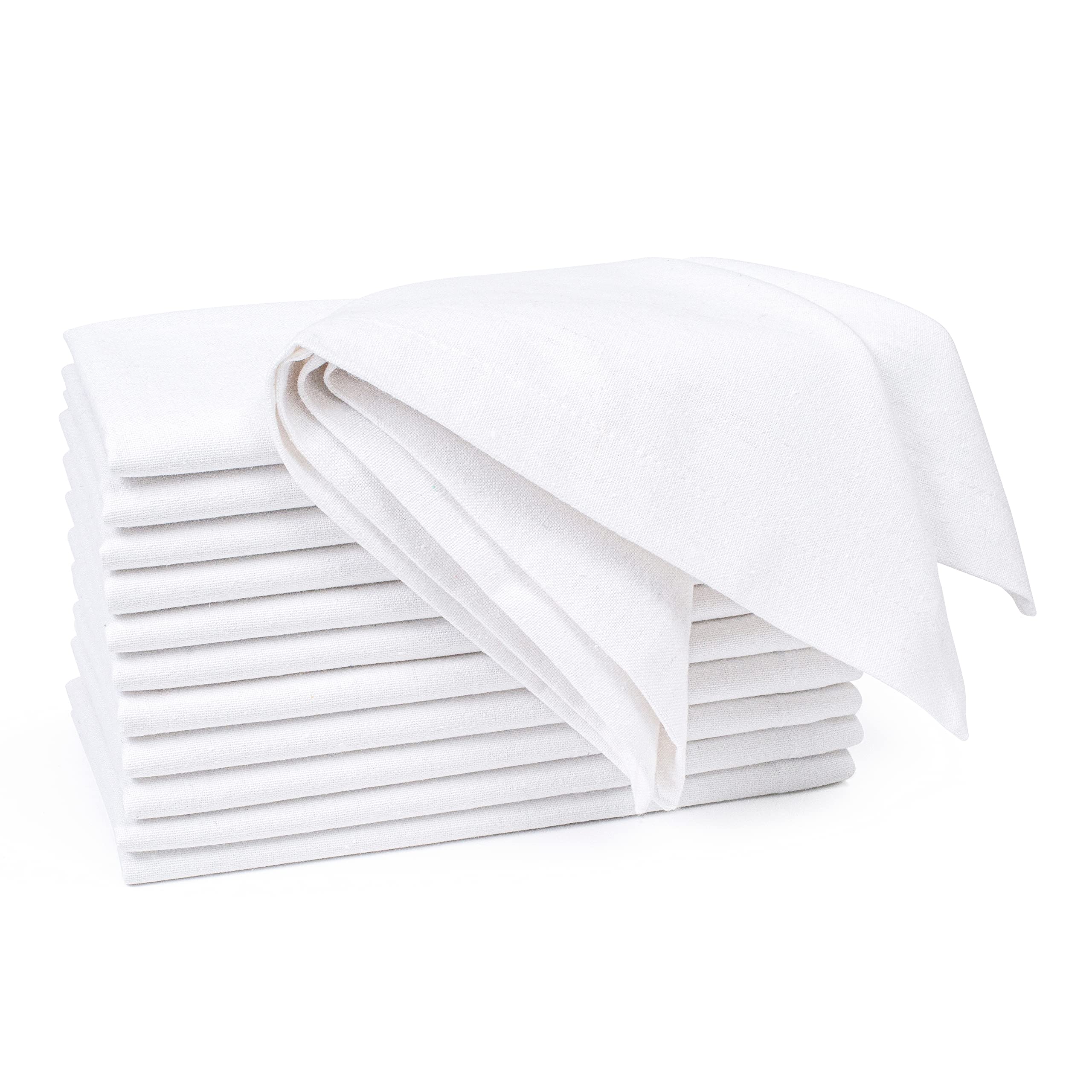 Cotton Dinner Napkin 18x18 inch White Everyday Napkins  Cotton Napkins  Wedding Napkins  Cocktails Napkins  Tailored with Mitered Corners & Generous Hem  Easy Care