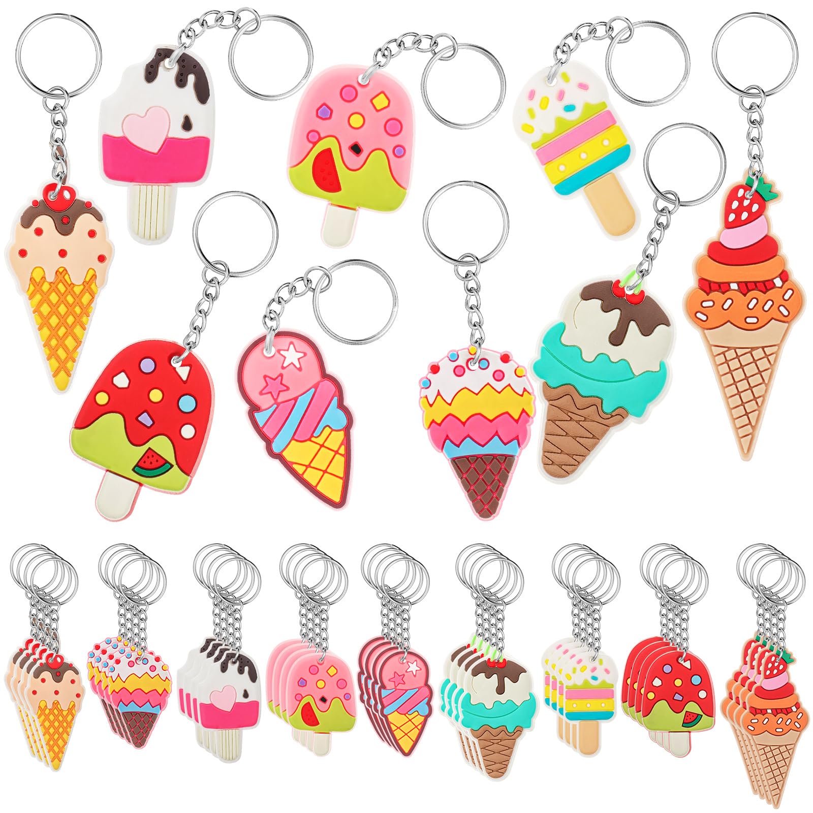Sasylvia 36 Pcs Cute Ice Cream Party Favors 9 Style Cute Ice Cream Keychains Birthday Party Decorations for Baby Shower Favors S