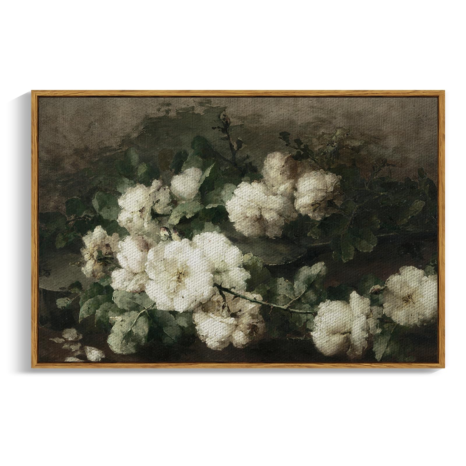 Insimsea Framed Canvas Wall Art Home Decor | Vintage Flowers Modern Farmhouse Decor | Canvas Wall Art For Living Room | French C
