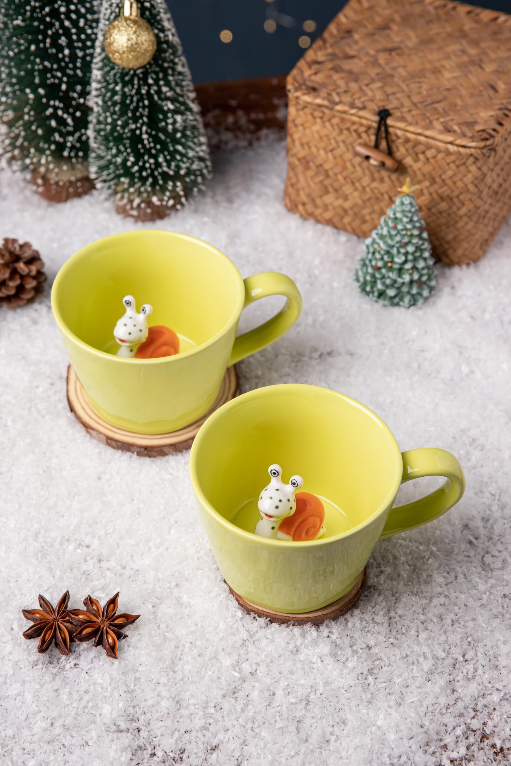 DIHOclub Ceramic Snail Cup Hidden 3D Animal Inside Mug