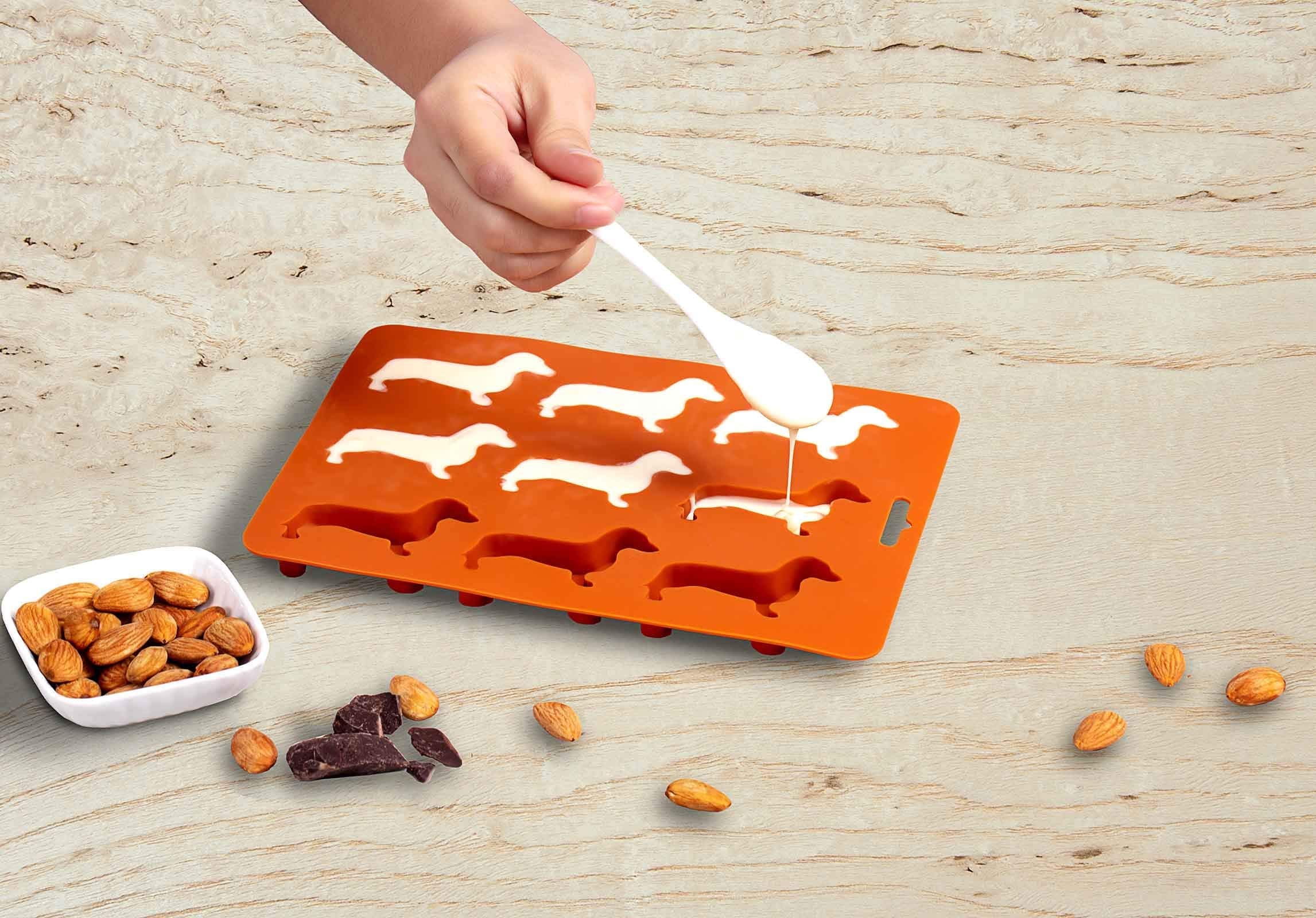Lywuu Dachshund Dog Shaped Silicone Ice Cube Molds And Tray Brown