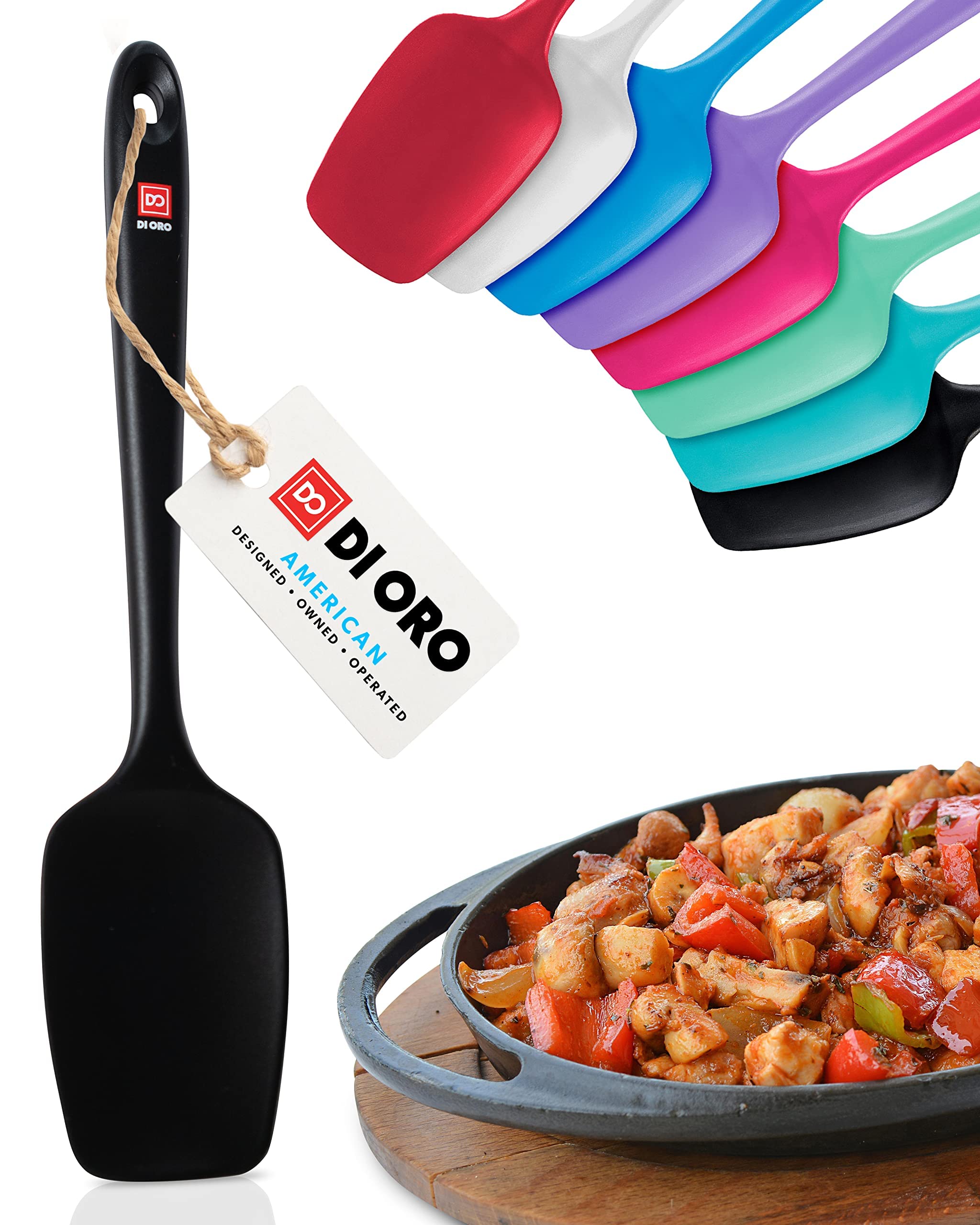 Di Oro Seamless Series Silicone Spoon Spatula - Bpa Free Pro-Grade Non-Stick 600F Heat-Resistant Rubber Spoonula - Versatile Sil