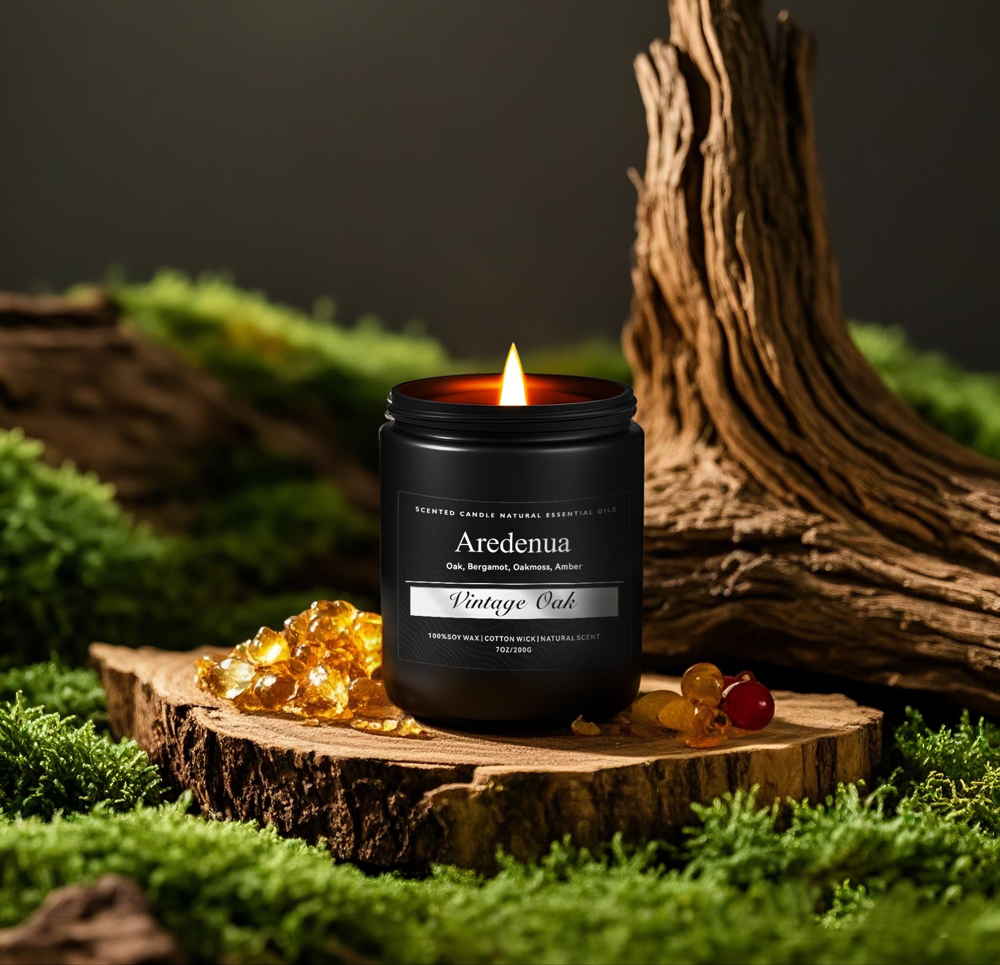 Vintage Oak Candle | Manly Scented Candles for Home, Masculine Candle - 7oz Soy Candles for Home Scented, 50 Hours Clean Burn, L