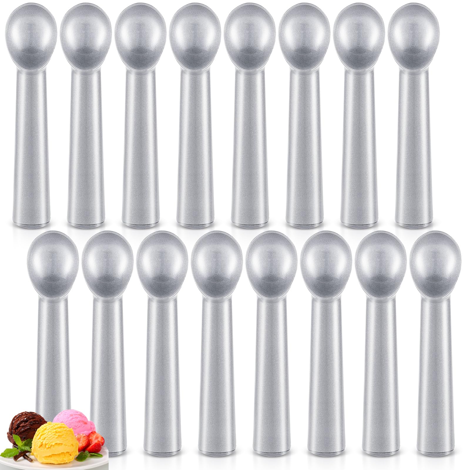 Gejoy 16 Pcs Ice Cream Scoop 7 Inch Nonstick Anti Freeze Ice Cream Scooper Aluminum Design Dessert Spoon for Gelatos Frozen Yogu