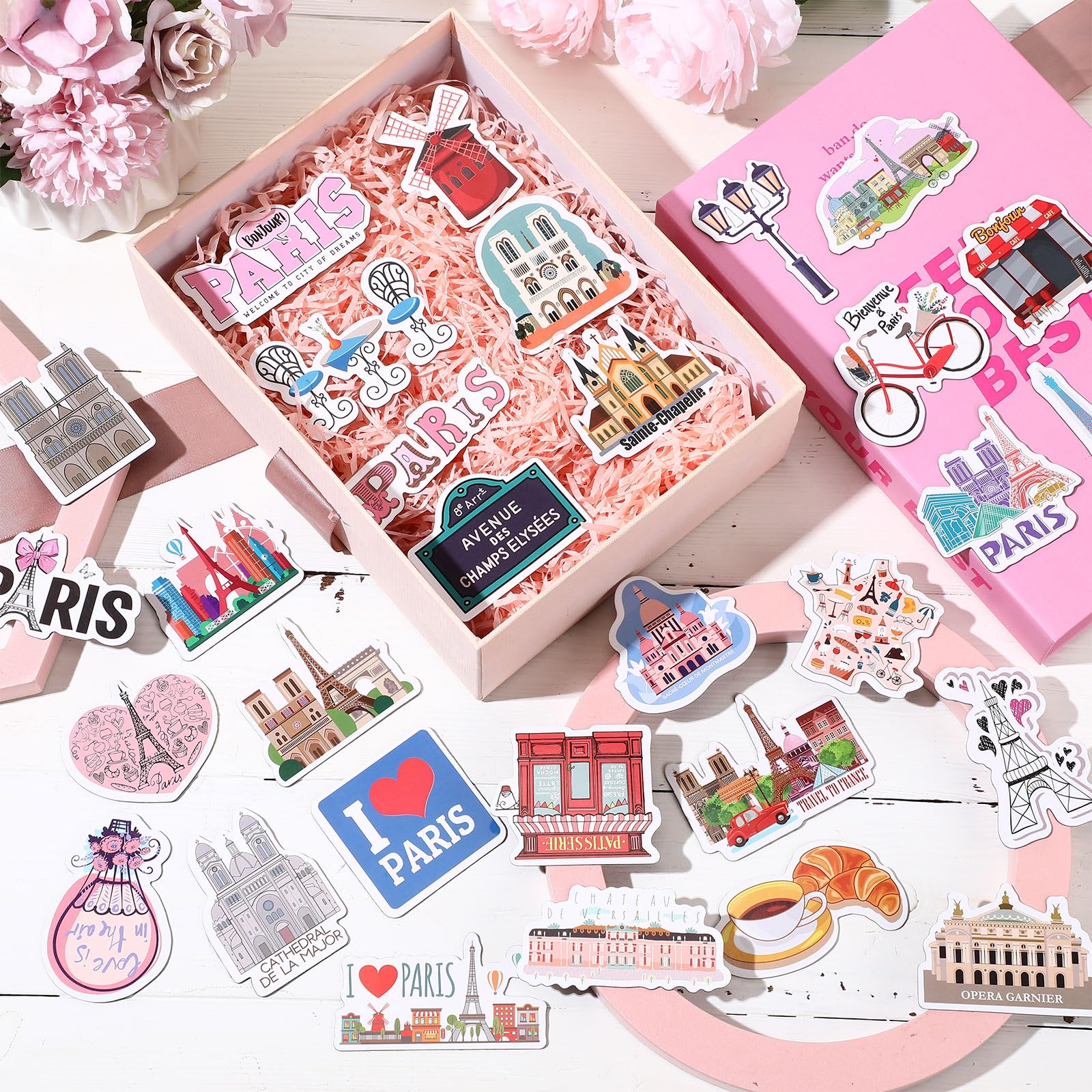 Konohan 30 Pcs Paris Souvenirs Gifts Paris Magnet for Refrigerator City Magnetic Refrigerator Stickers for Home Decoration