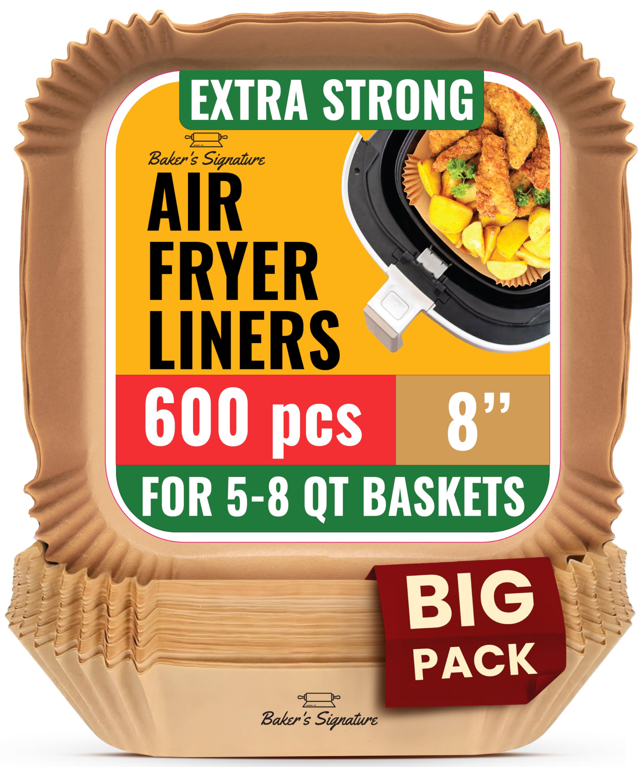 Air Fryer Liners Disposable 600 Pcs, 8 Square NonStick Parchment Sheets