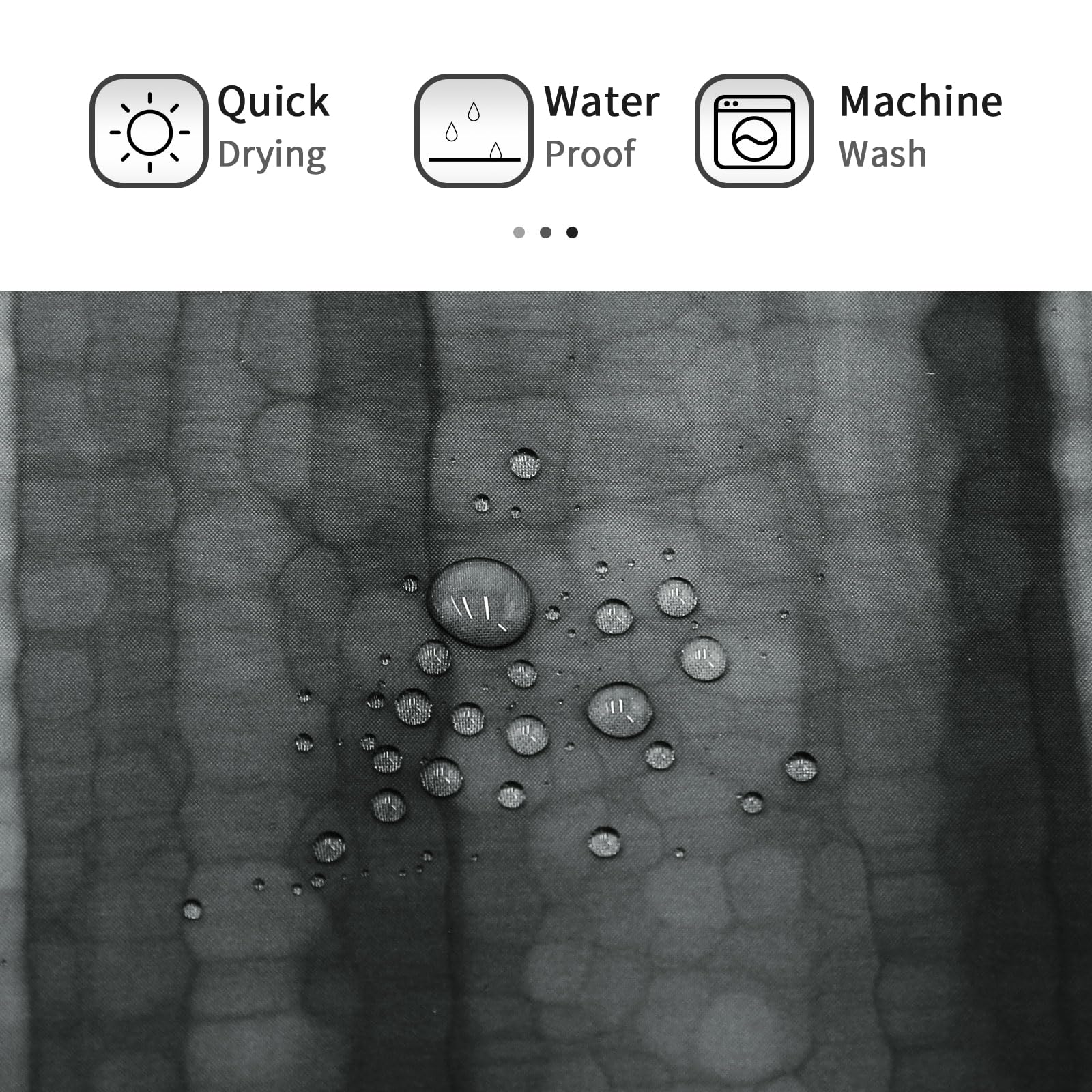 Gibelle Black Grey Shower Curtain Set For Bathroom, Cool Glass Texture Ombre Abstract Modern Fabric Shower Curtain With Hooks, 7