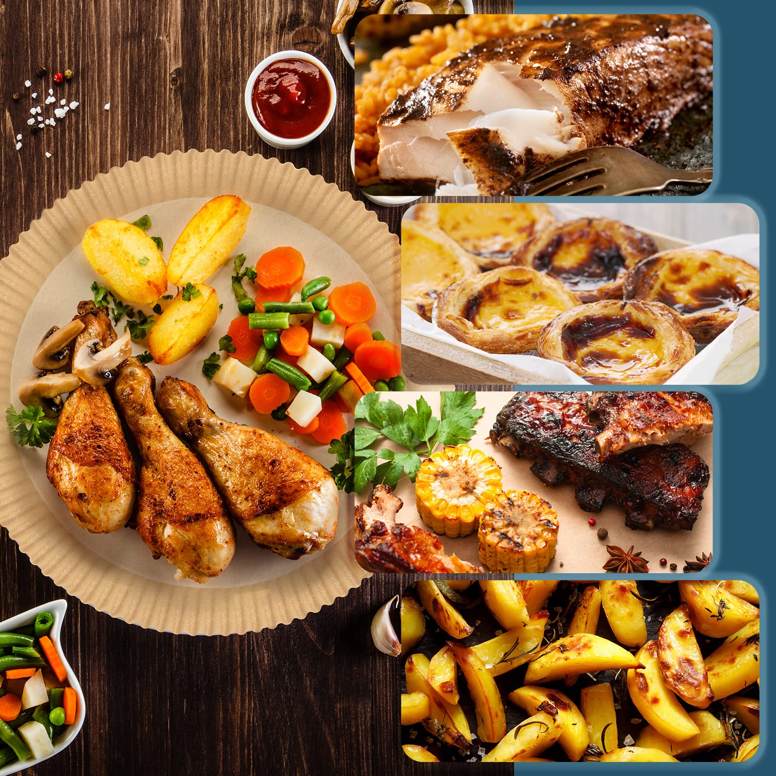 100Pcs Air Fryer Disposable Paper Liner, 7.9Inch Non-Stick Air Fryer Parchment Paper Liners, Baking Paper For Air Fryer Oil-Proo