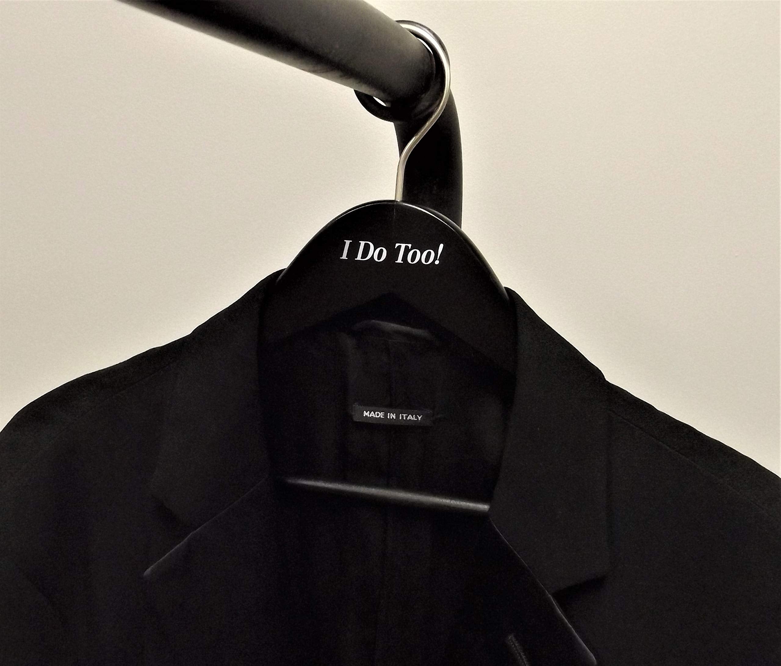 NAHANCO IDO20117 Bridal Hanger Set  White Wooden Hangers Imprinted with I Do and I Do Too  17 (2 Piece Set)