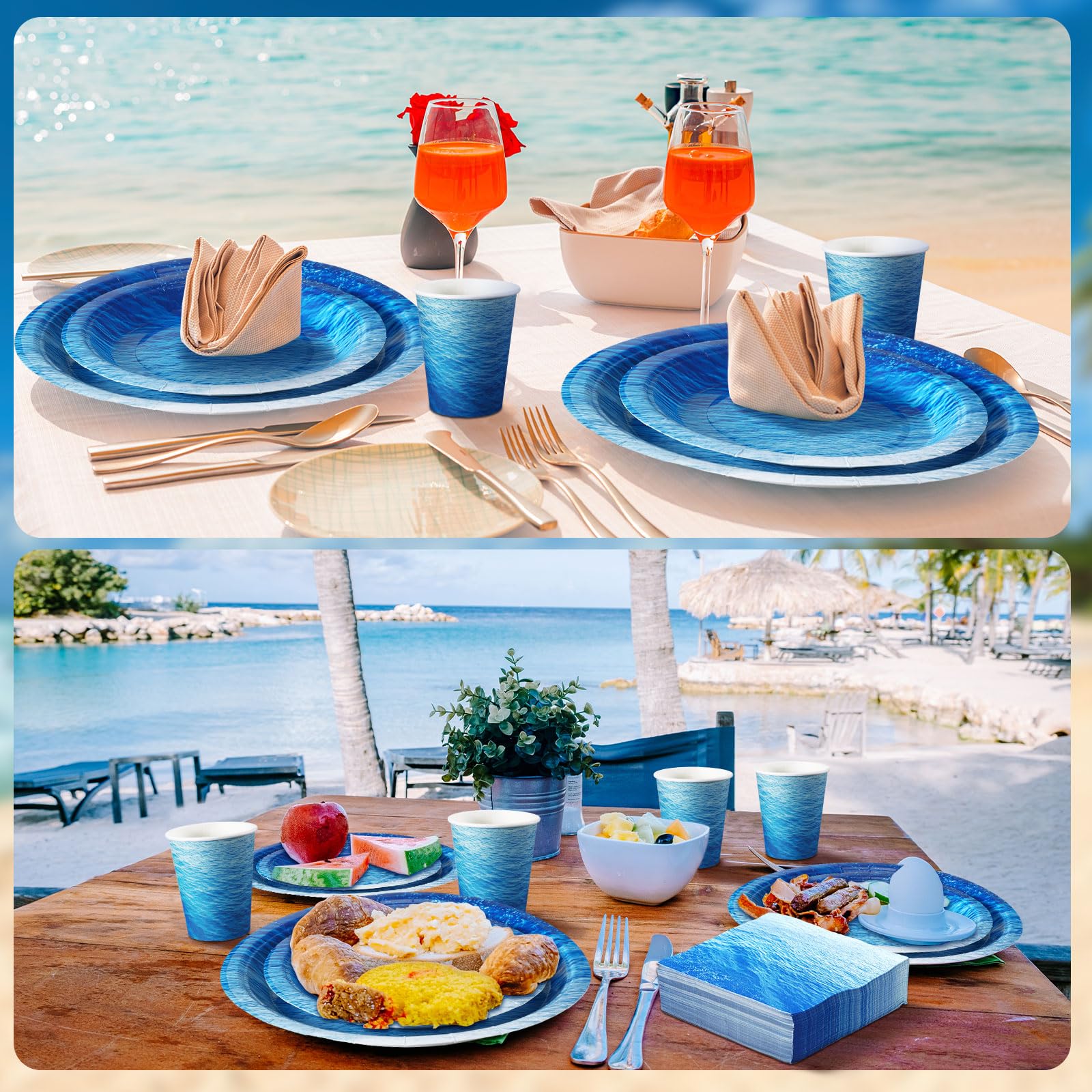 Hsei 250 Pcs Summer Cactus Plates And Napkins Party Decorations Disposable Tableware Sets Summer Birthday Party Supplies Serves