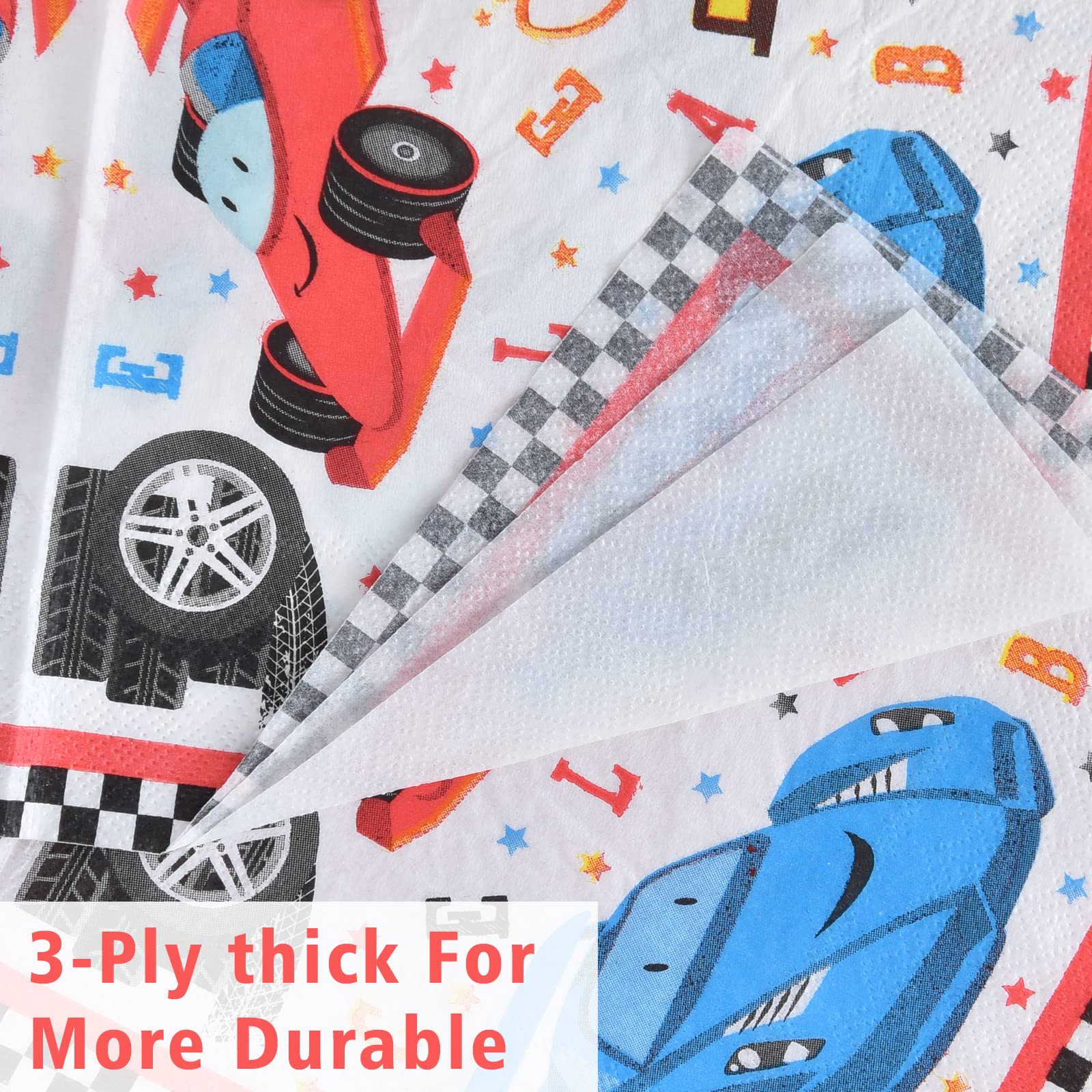 Wernnsai Race Car Party Supplies - 48Pcs Checked Racing Party Plates Napkins Disposable Tableware Set Race Car Birthday Party De