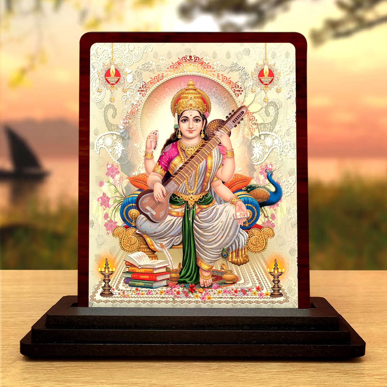 Plan To Gift Maa Saraswati Murti For Car Dashboard & Study Table - Small Decorative Saraswati Idol For Student Gifts & Office De