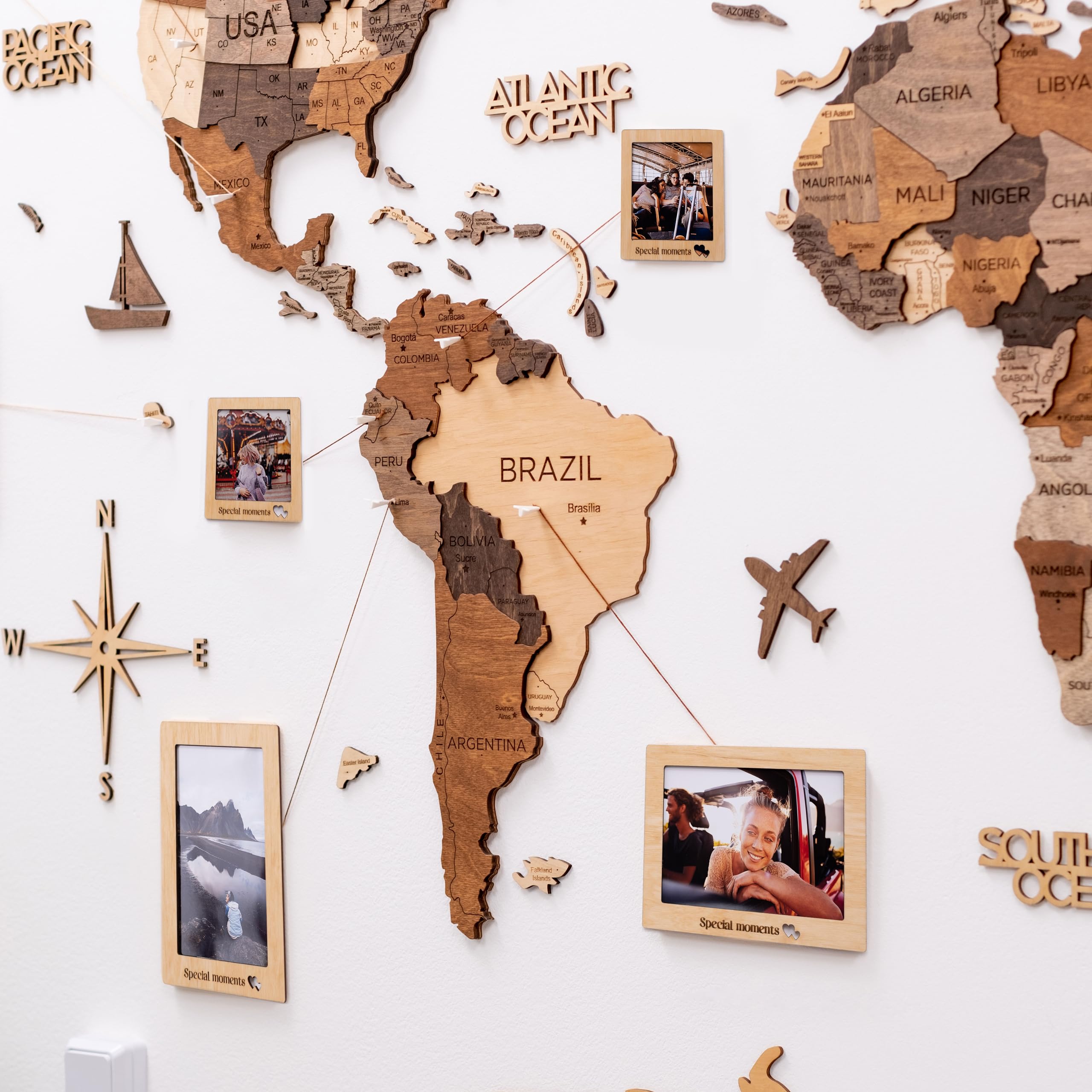 Enjoy The Wood 3D Wood World Map Wall Art Large Wood Wall D  Cor Housewarming Gift Idea Wood Wall Art World Travel Map For Home