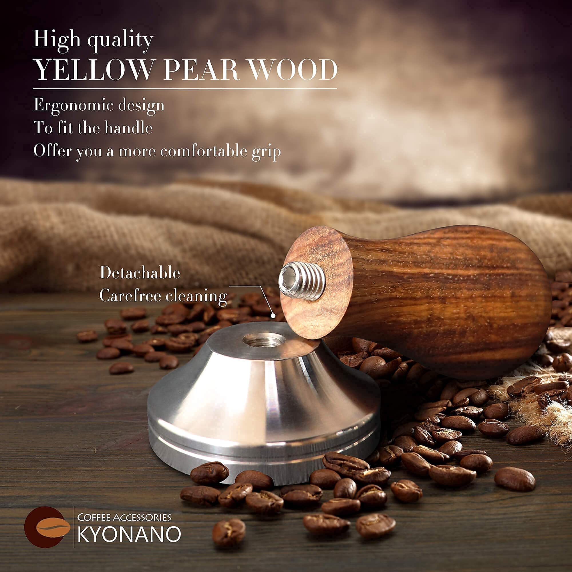 Kyonano Espresso Tamper 51Mm - Tamper With Dalbergia Odorifera Handle -Coffee Tamper Espresso Press Plus Free Milk Frothing Pitc