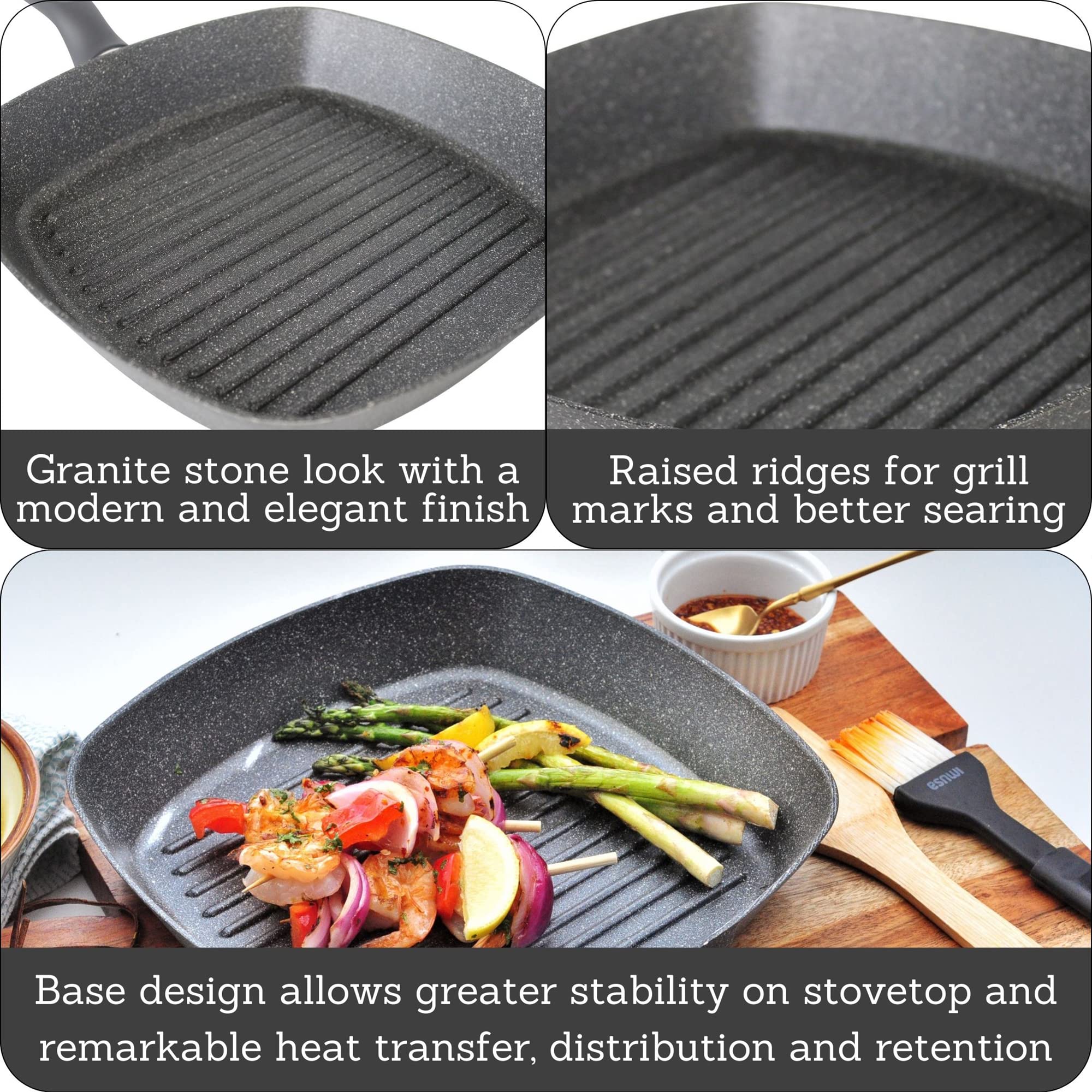 Imusa Made In Colombia 11'' Nonstick Deep Square Grill With Handle