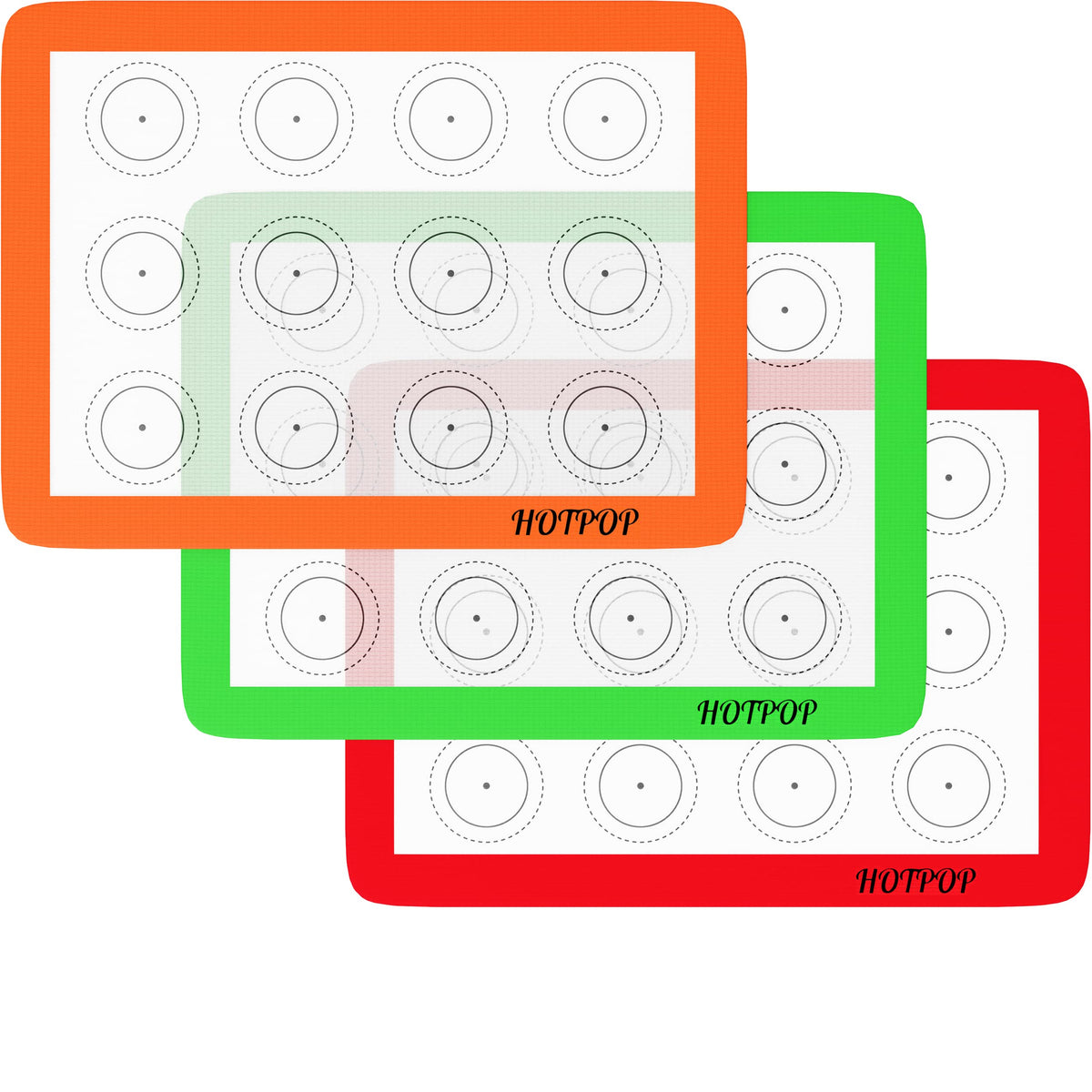 Hotpop Silicone Baking Mats 0.75Mm - Non-Stick Silicone Sheets For Bake Pans And Rolling With Outlines For Pastries - Silicone B
