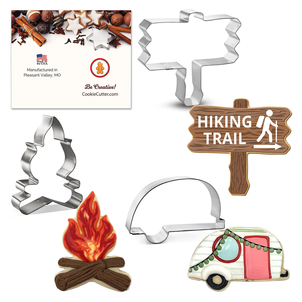 Camping Cookie Cutter Set 3 Pc - Foose Cookie Cutters - Usa Tin Plated Steel
