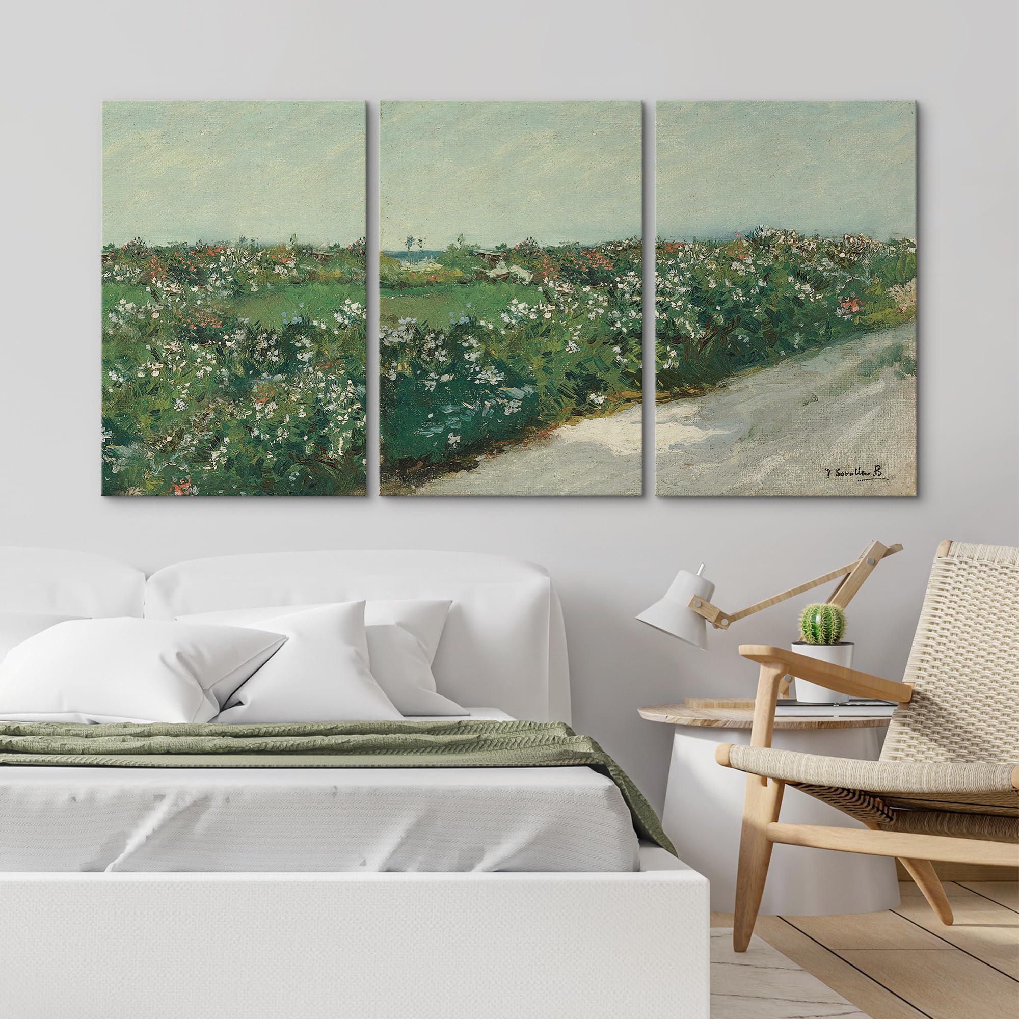Wall26 Canvas Print Wall Art Set Rustic Flower Field Country French Landscape Nature Wilderness Illustrations Modern Art Decorat