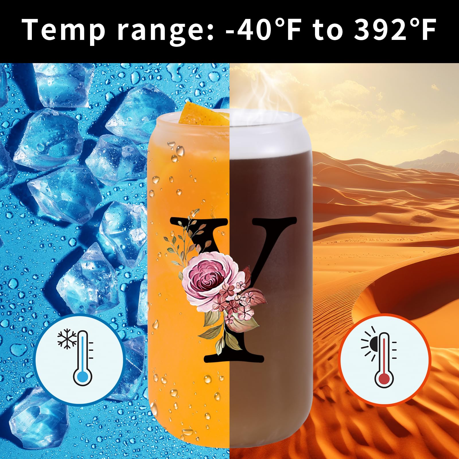 Wulcea Monogrammed Glass Drinking Cup With Lid Straw Women Men Teacher Female Male Best New Appreciation Thank you Favorite Good
