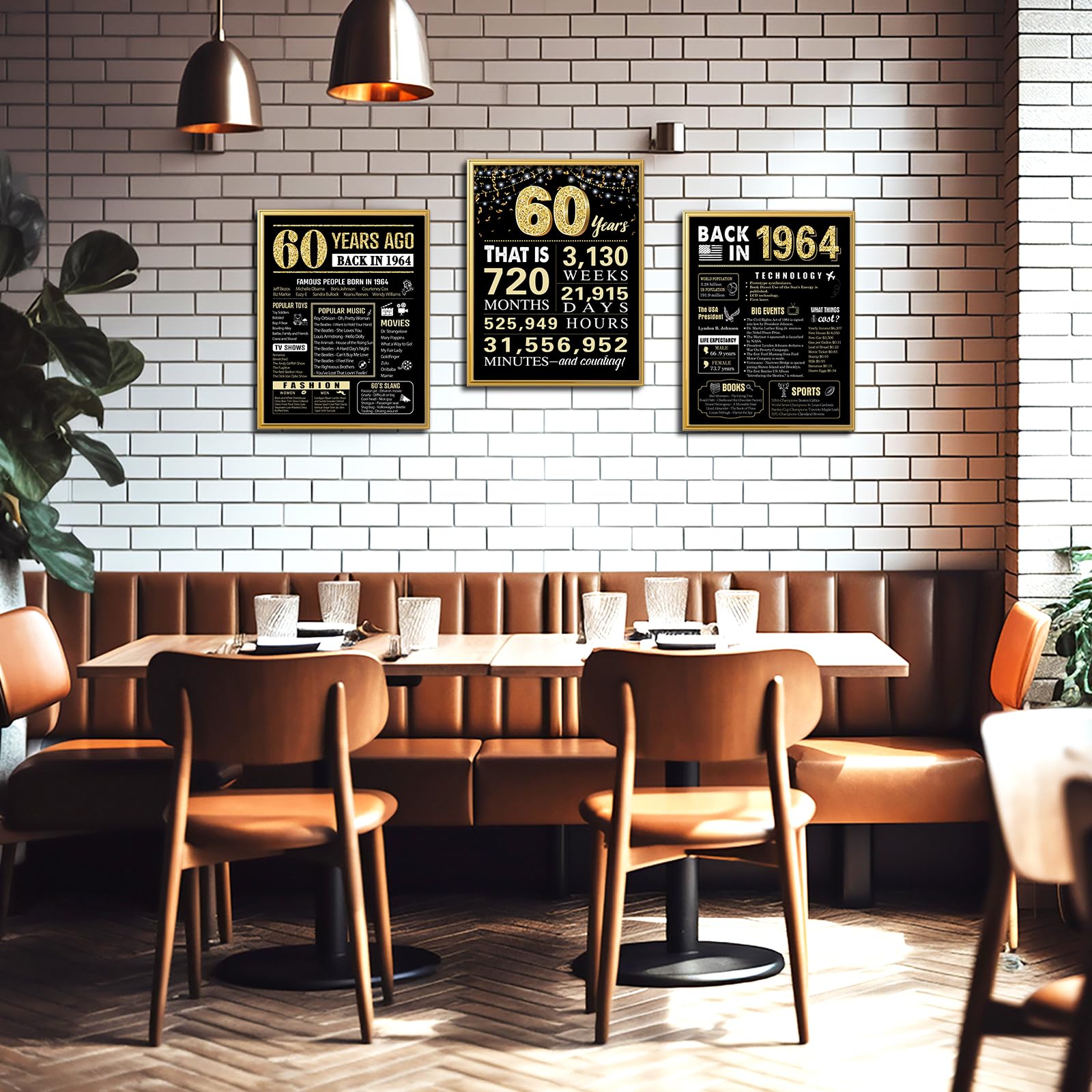 60Th Birthday Decorations Back In 1964 Posters 3 Pieces 11 X 14 1964 Birthday Gifts For Men 60 Years Ago Party Decorations Suppl