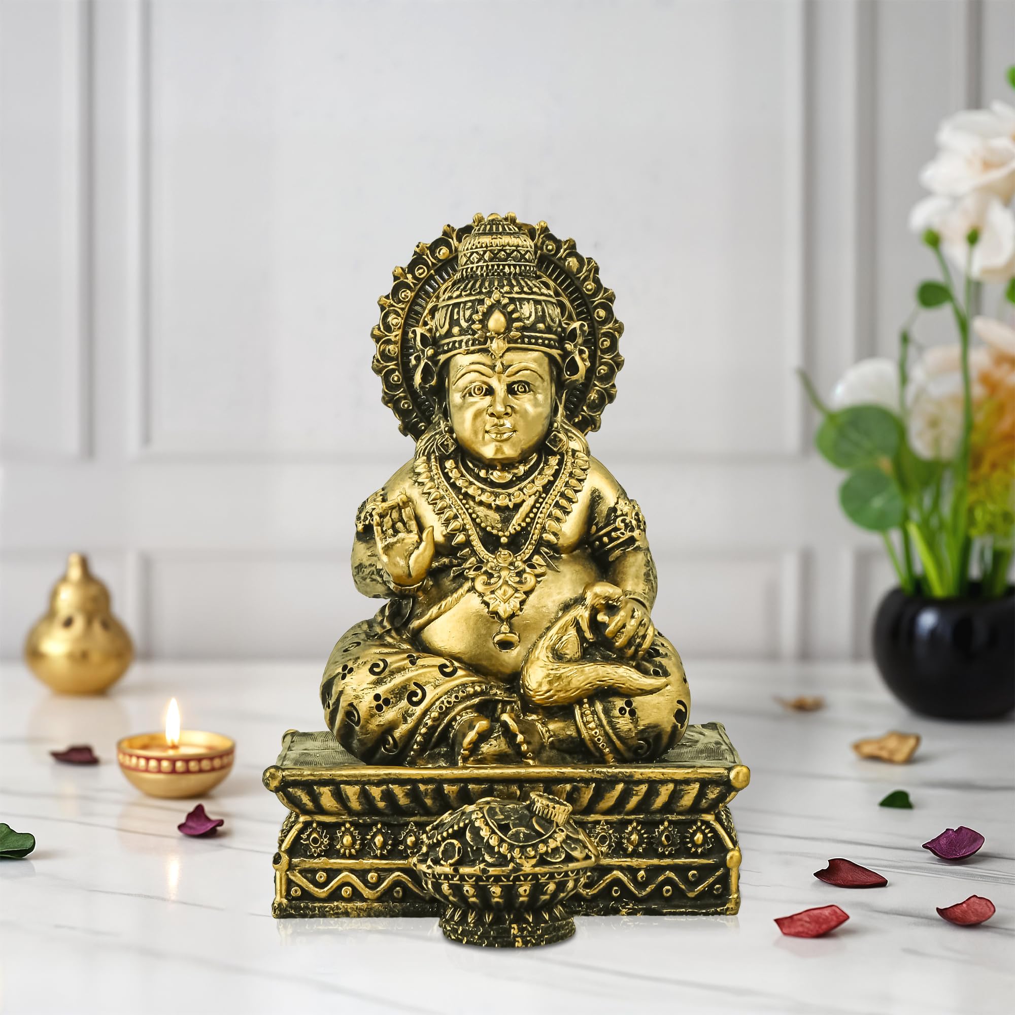 Kuber Industries 6 Inch Resin Kubera Idol For Spiritual Gifts | Kuber Murti Figurines For Pooja Room Money Good Luck & Wealth | 