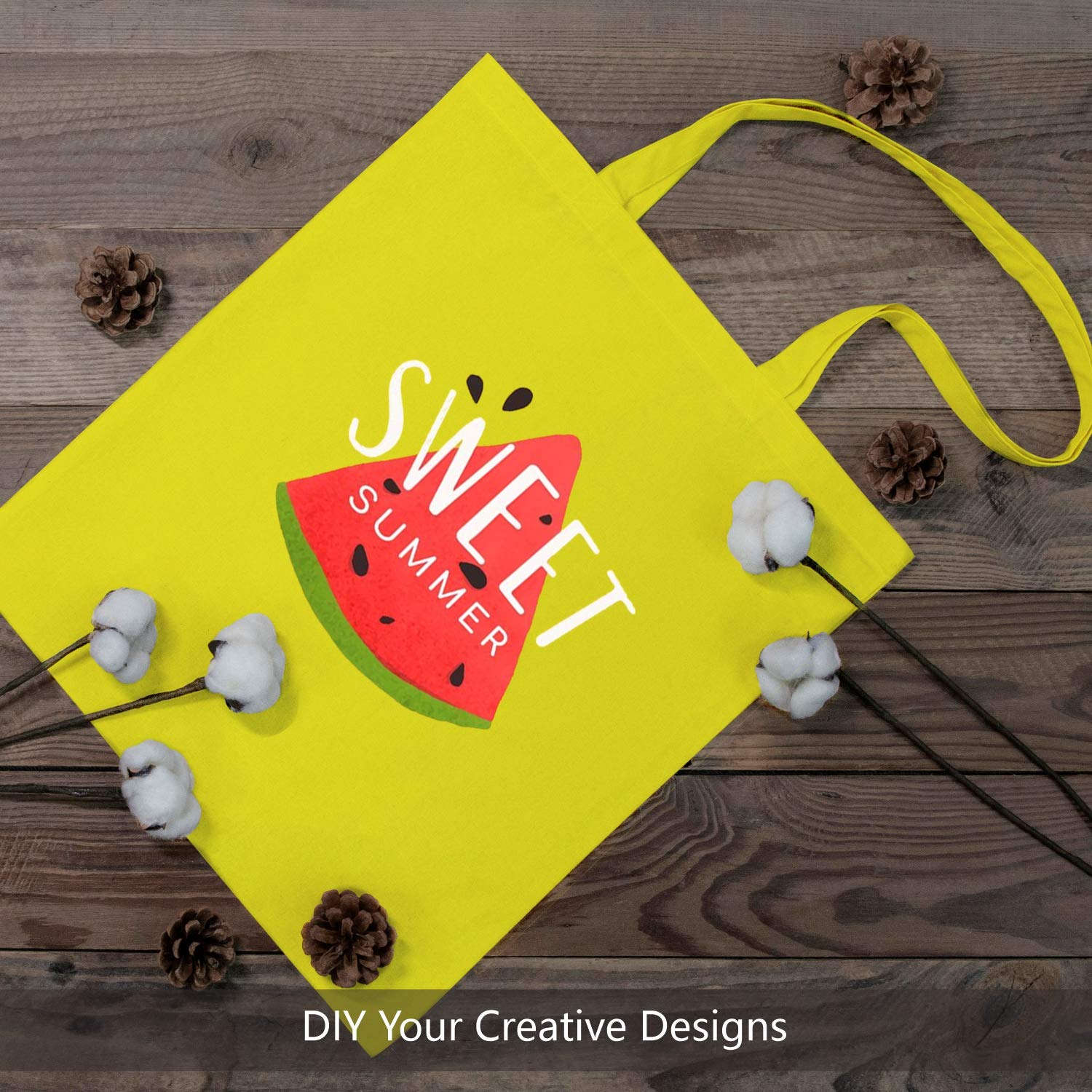 Topdesign 24-Pack Economical 16''X15'' Yellow Cotton Tote Bag, Lightweight Medium Reusable Grocery Shopping Cloth Bags, Suitable