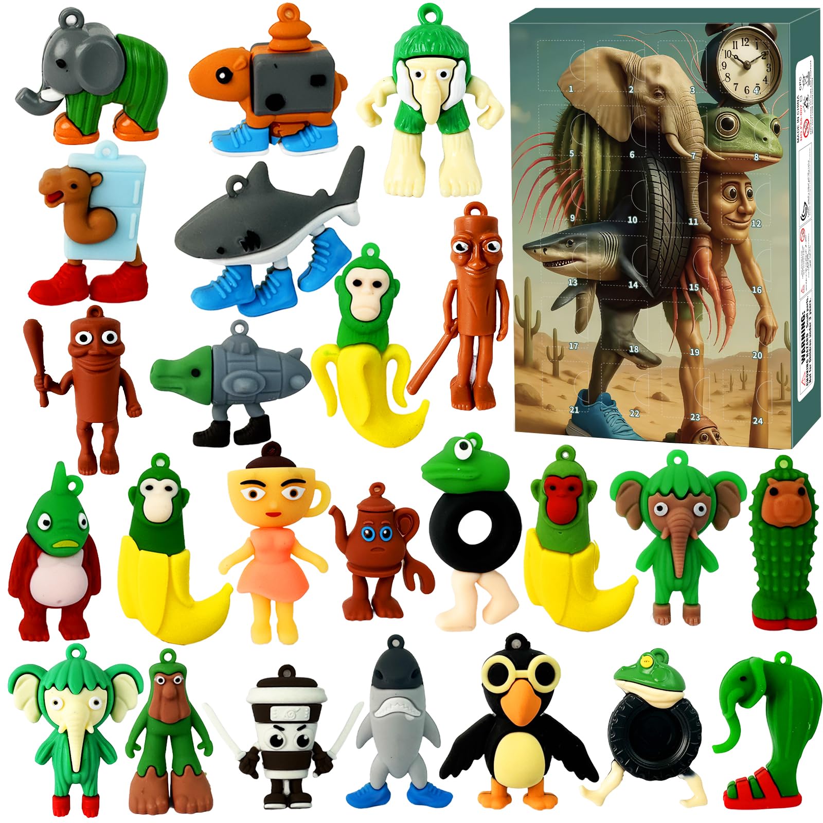 Italian Brainrot Halloween Advent Calendar 2025,24 Day Italian Brainrot Toys Action Figures Countdown Calendar,Halloween Christm
