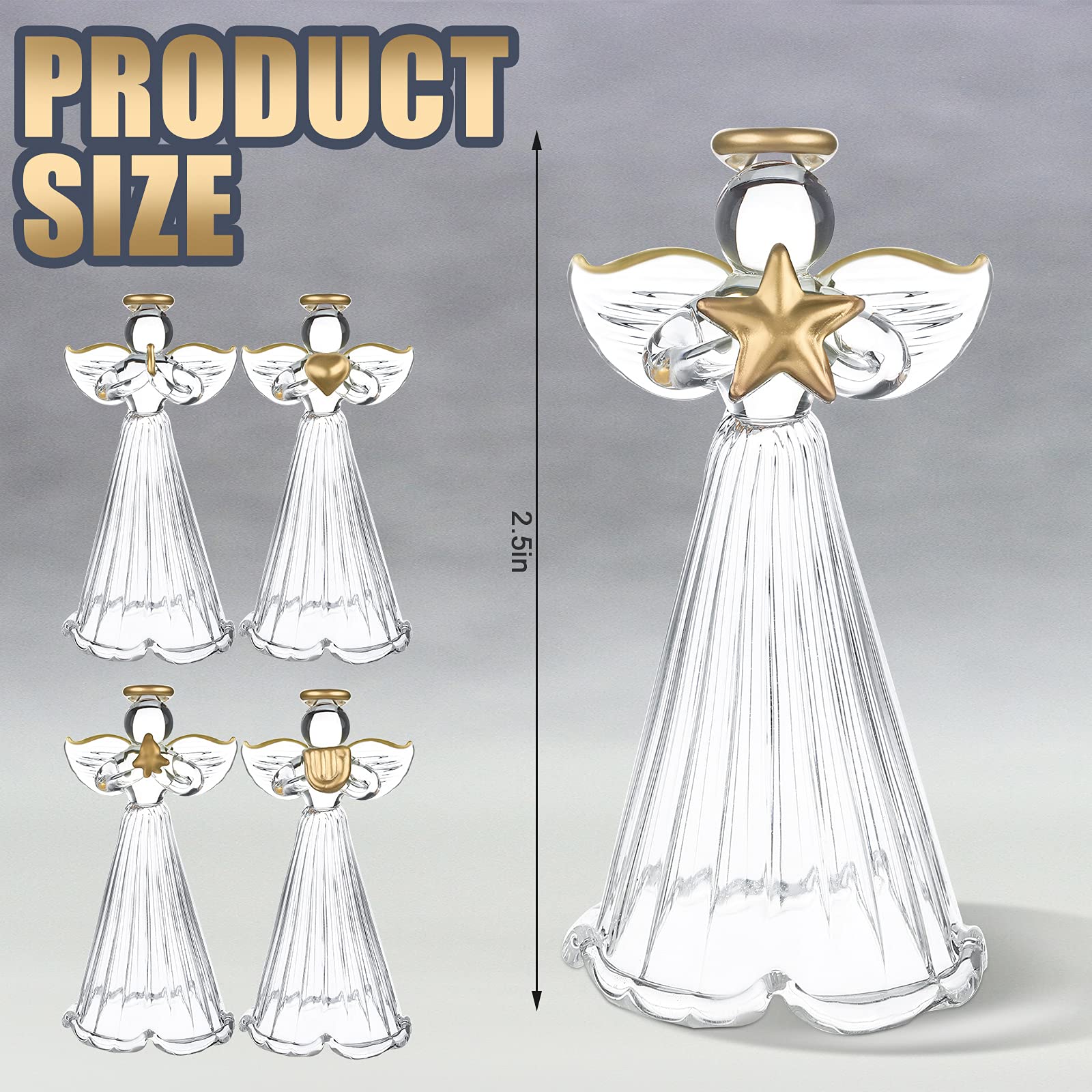 Jetec 48 Pcs Christmas Glass Angel Ornaments Spun Angels Glass Clear Mini Hanging Tree Ornaments Xmas Clear Hanging Decor for Ch